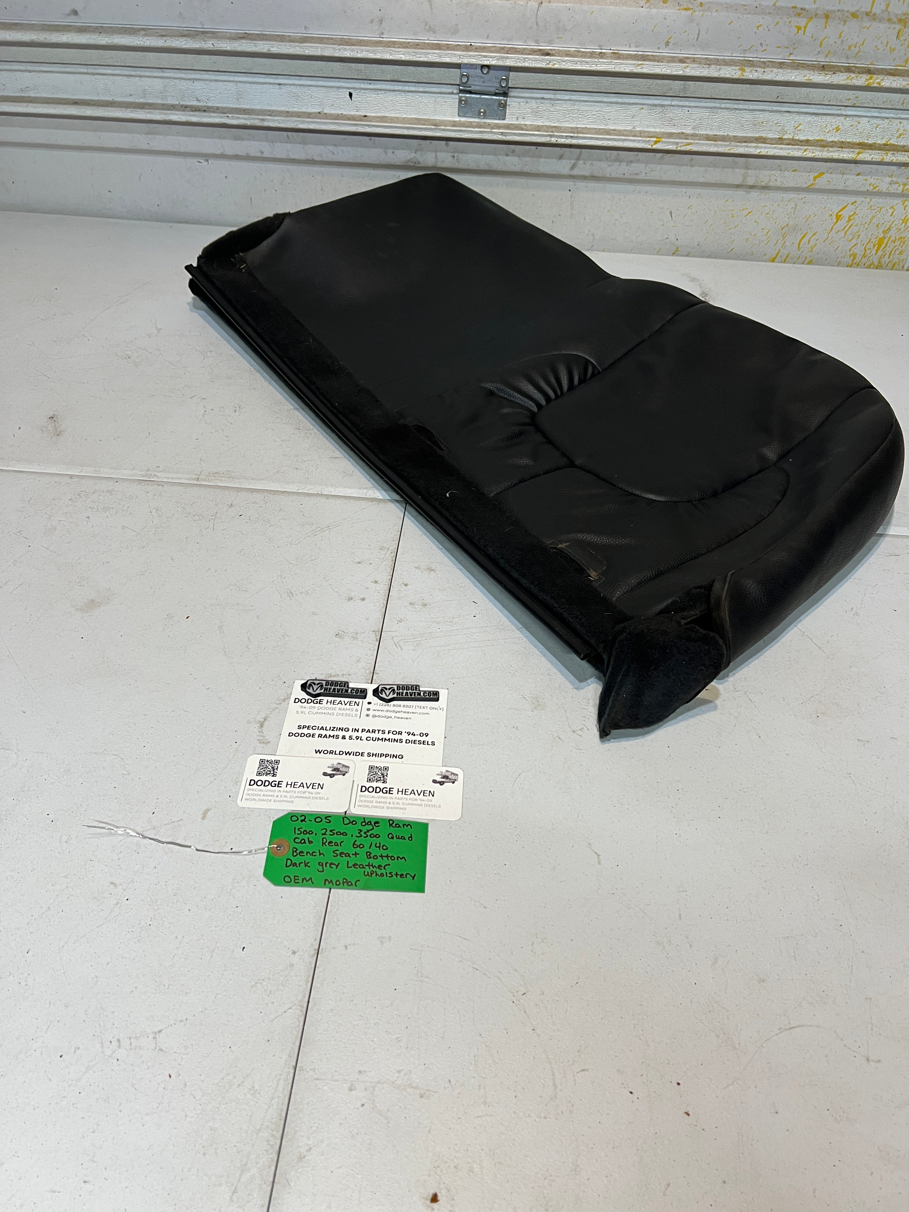2002-2005 Dodge Ram Rear 60/40 Bench Seat Bottom Dark Grey Leather Upholstery