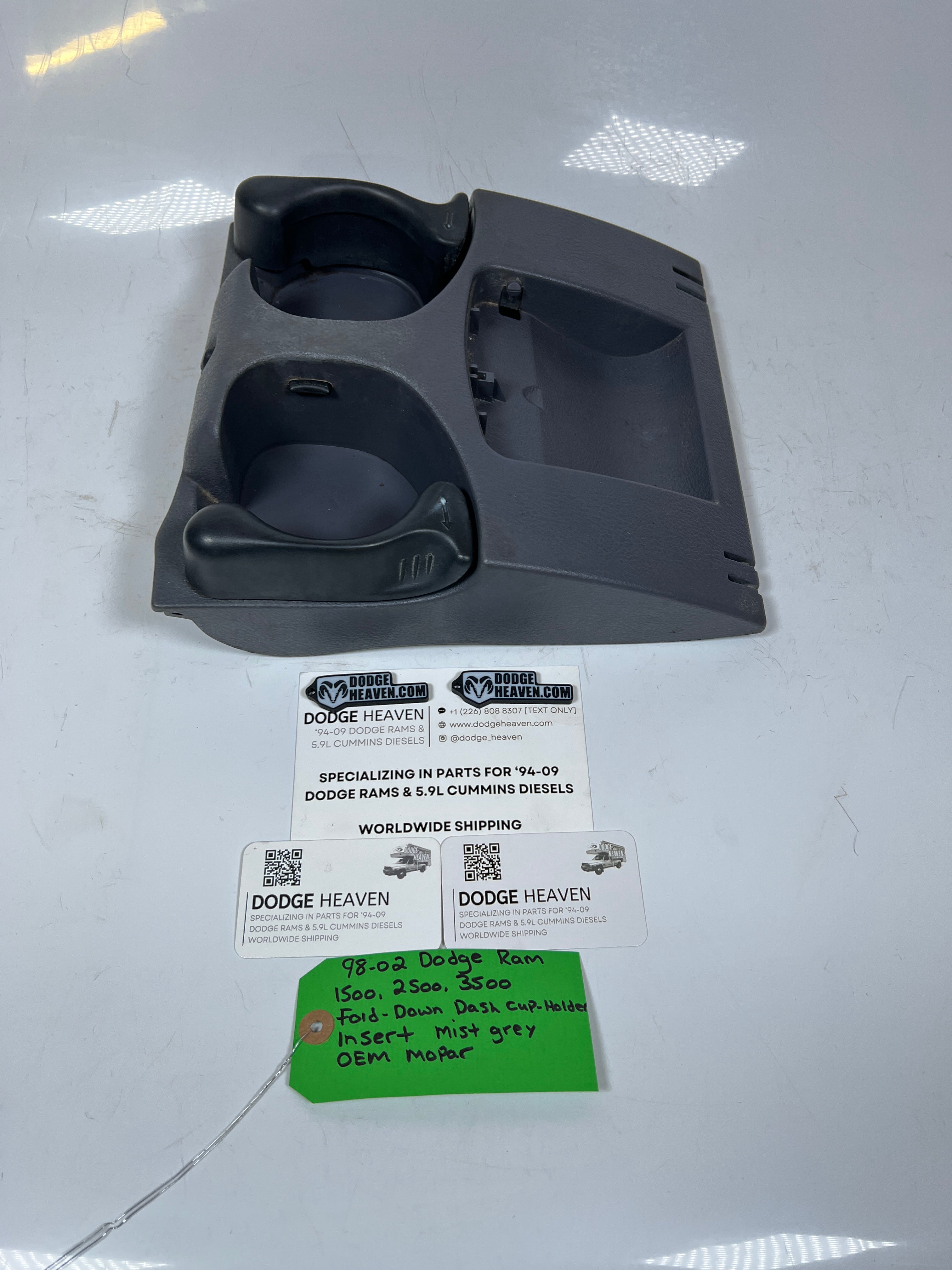 1998-2002 Dodge Ram 1500-3500 Fold Down Dash Cup Holder Insert Mist Grey