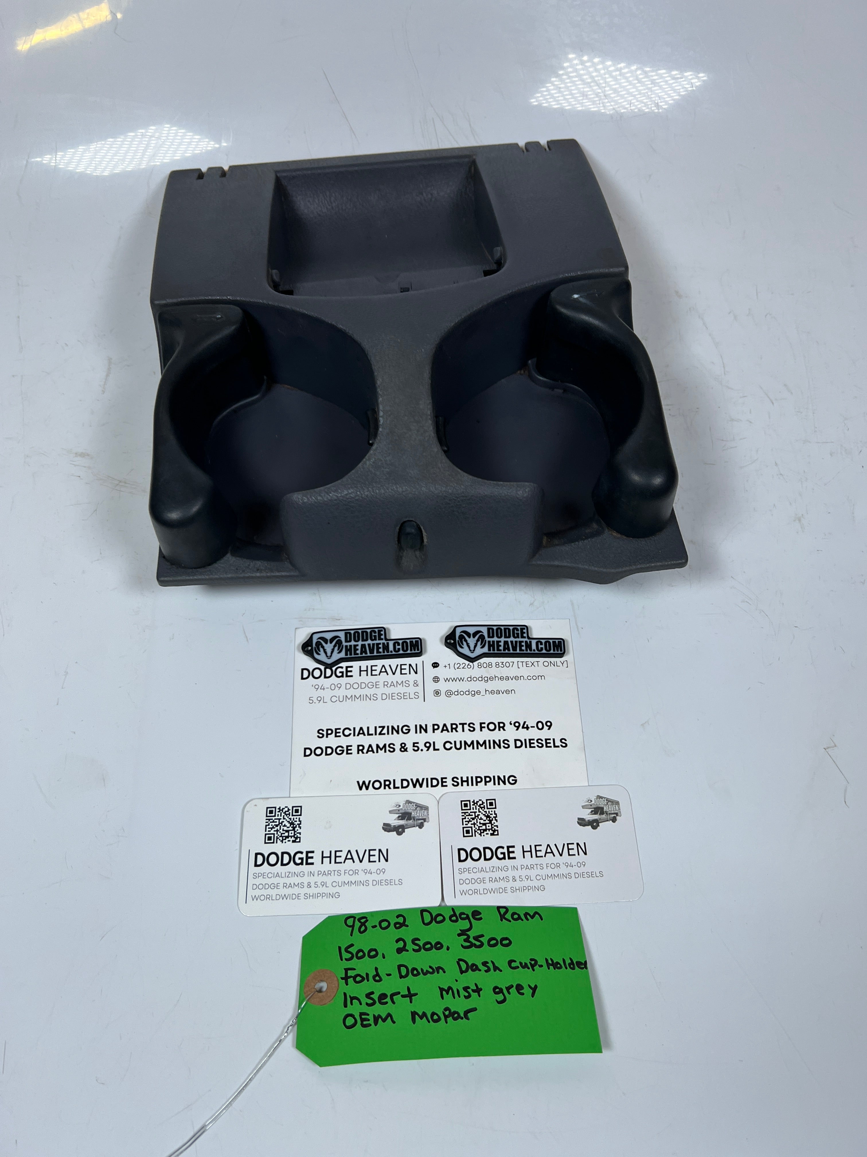 1998-2002 Dodge Ram 1500-3500 Fold Down Dash Cup Holder Insert Mist Grey