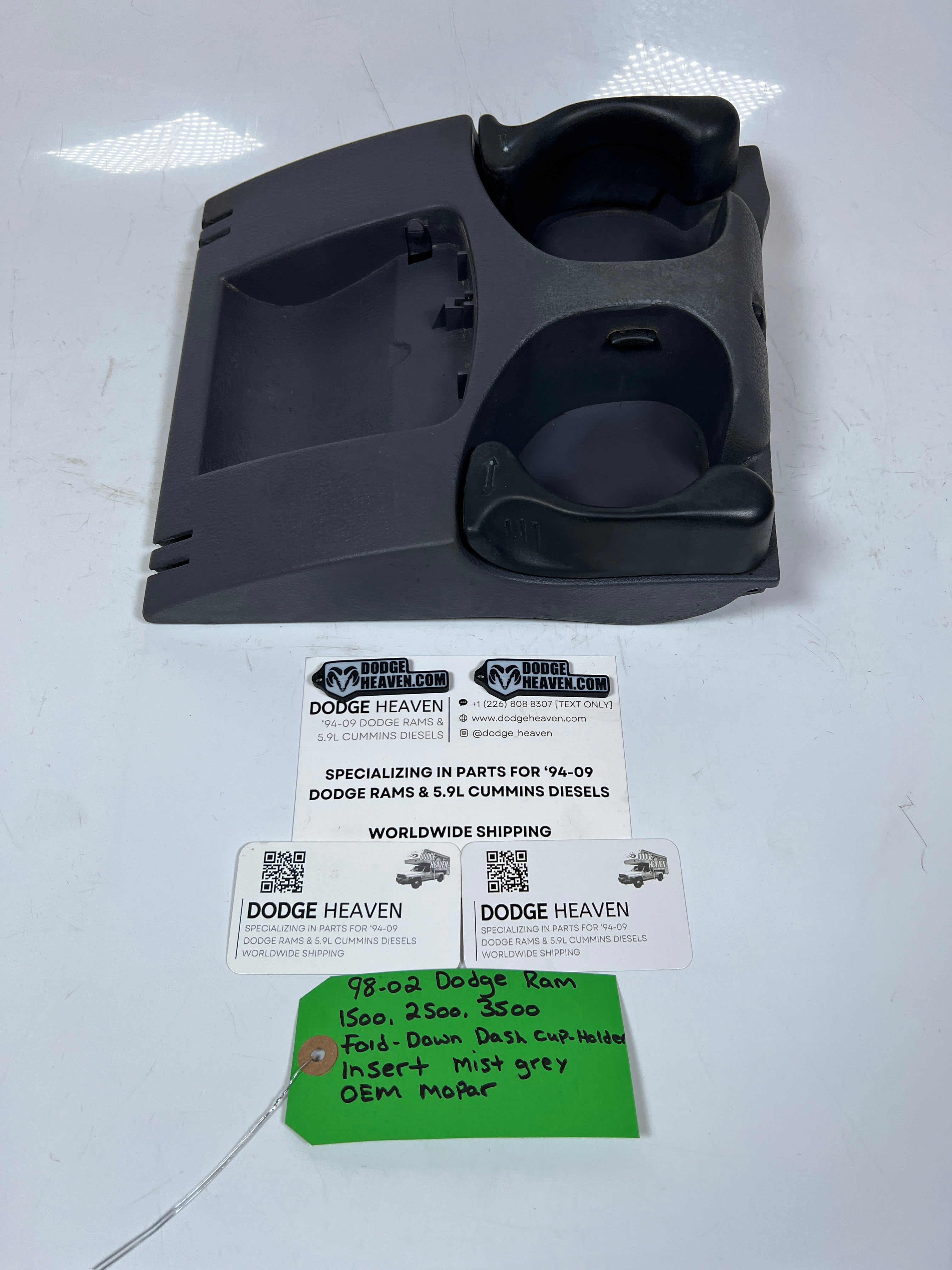 1998-2002 Dodge Ram 1500-3500 Fold Down Dash Cup Holder Insert Mist Grey