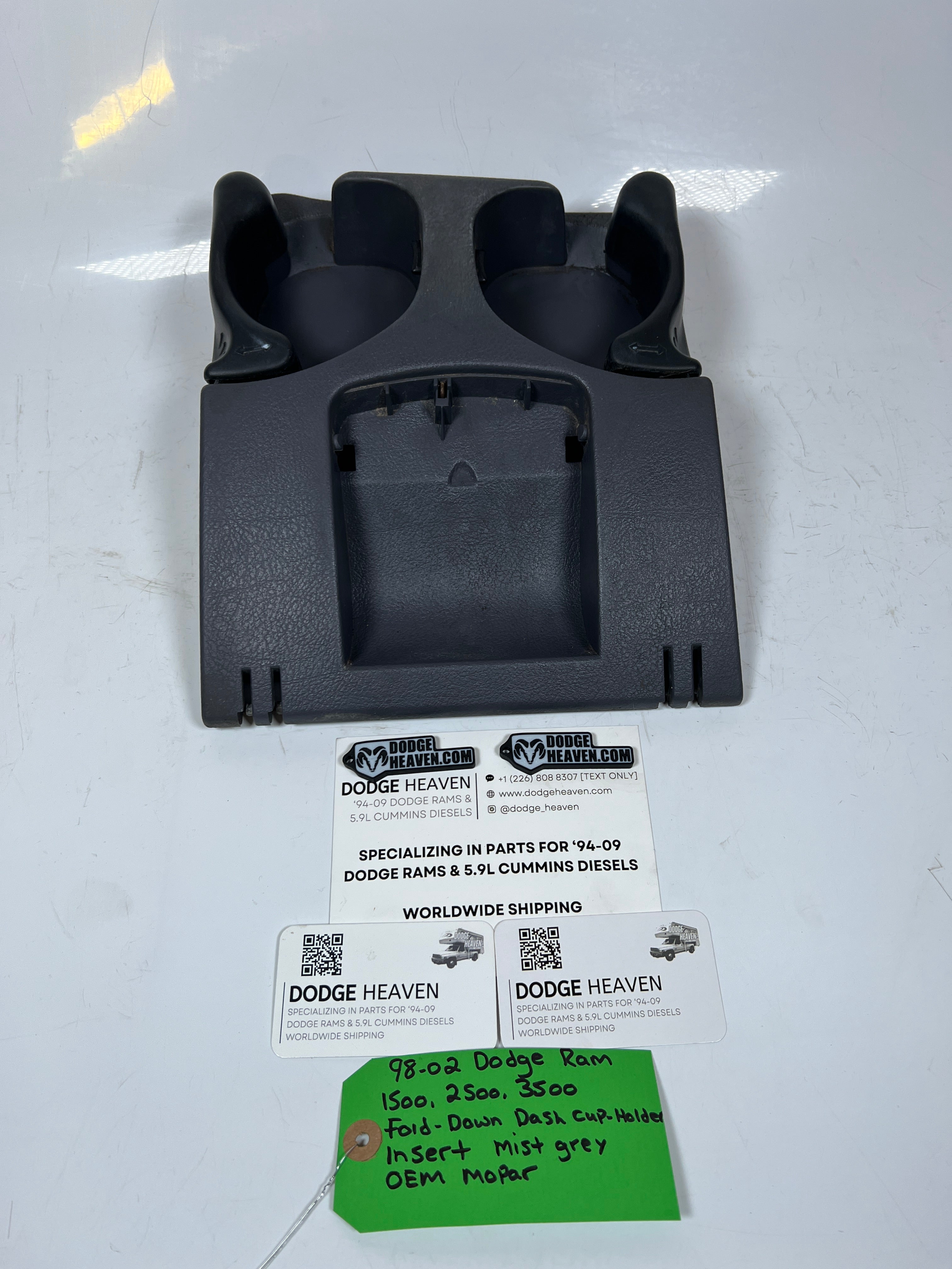 1998-2002 Dodge Ram 1500-3500 Fold Down Dash Cup Holder Insert Mist Grey