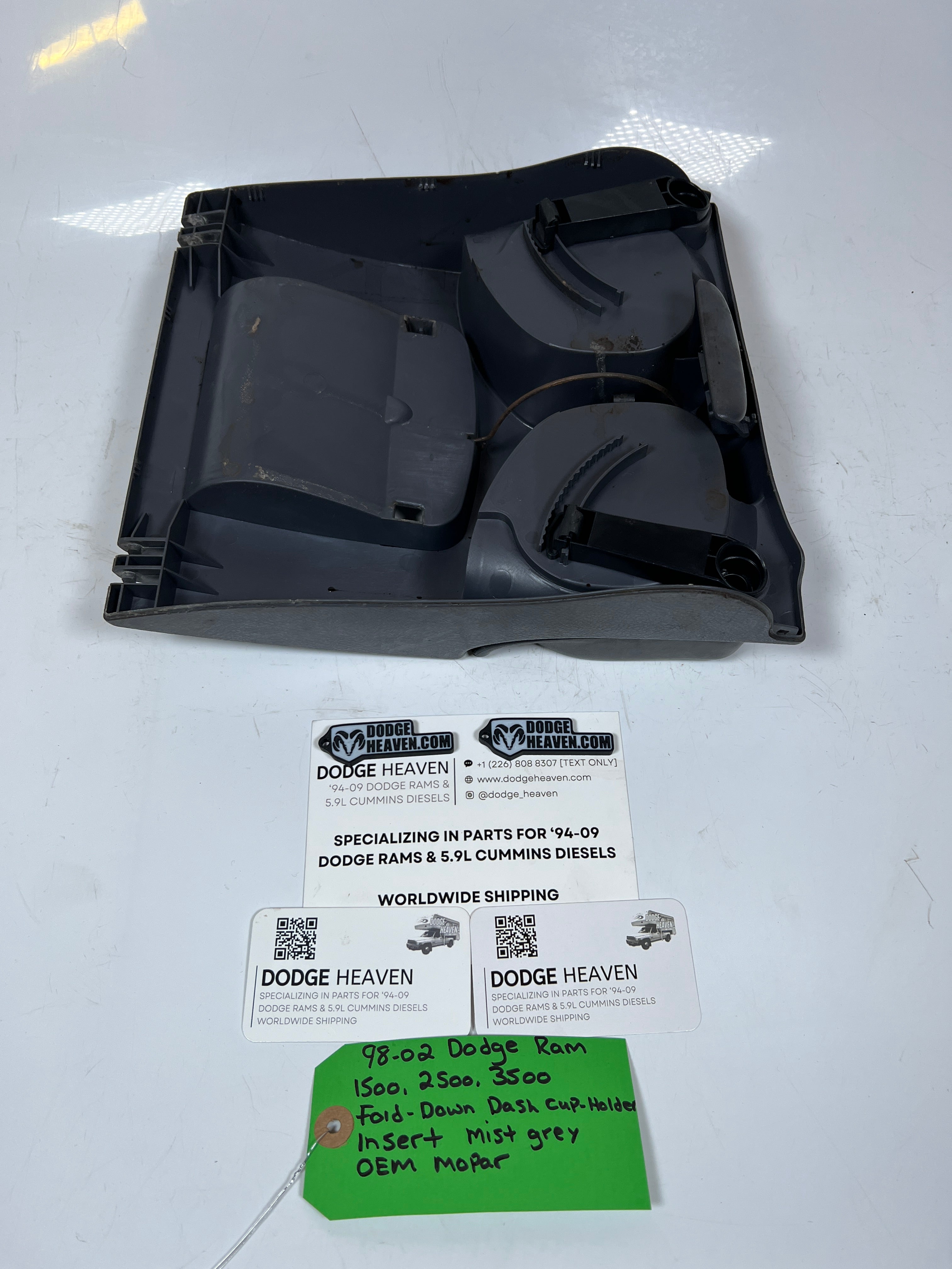 1998-2002 Dodge Ram 1500-3500 Fold Down Dash Cup Holder Insert Mist Grey
