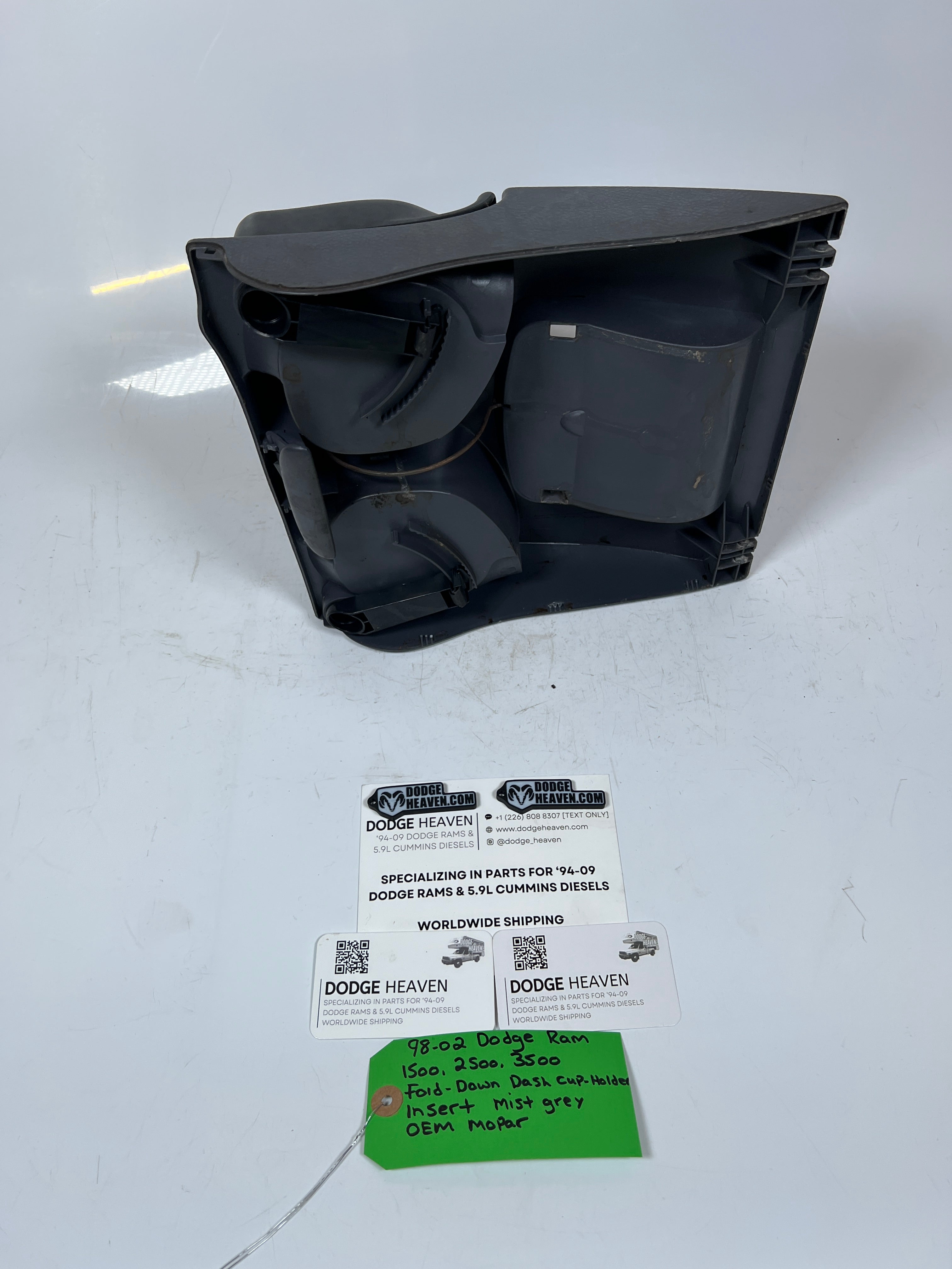 1998-2002 Dodge Ram 1500-3500 Fold Down Dash Cup Holder Insert Mist Grey