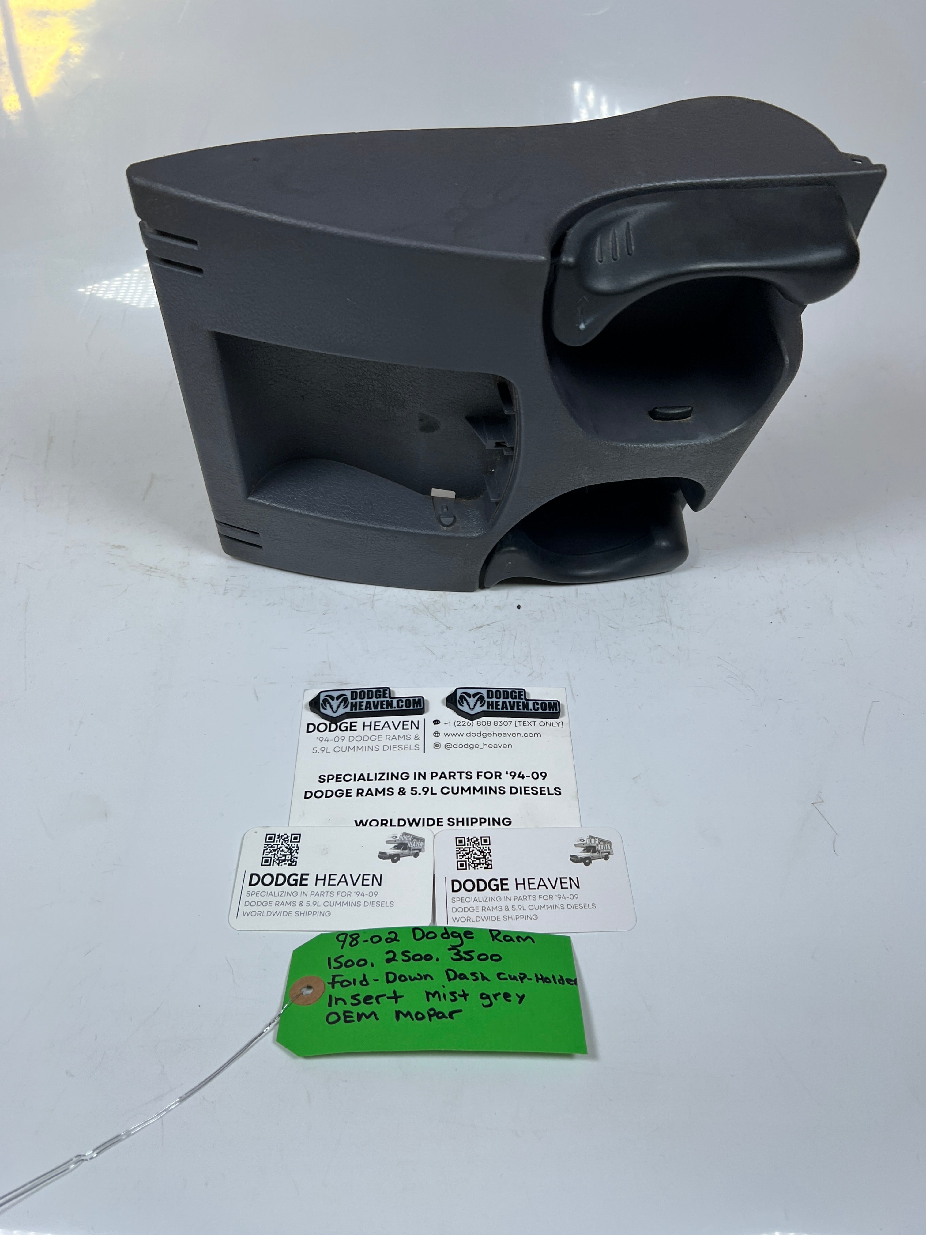 1998-2002 Dodge Ram 1500-3500 Fold Down Dash Cup Holder Insert Mist Grey