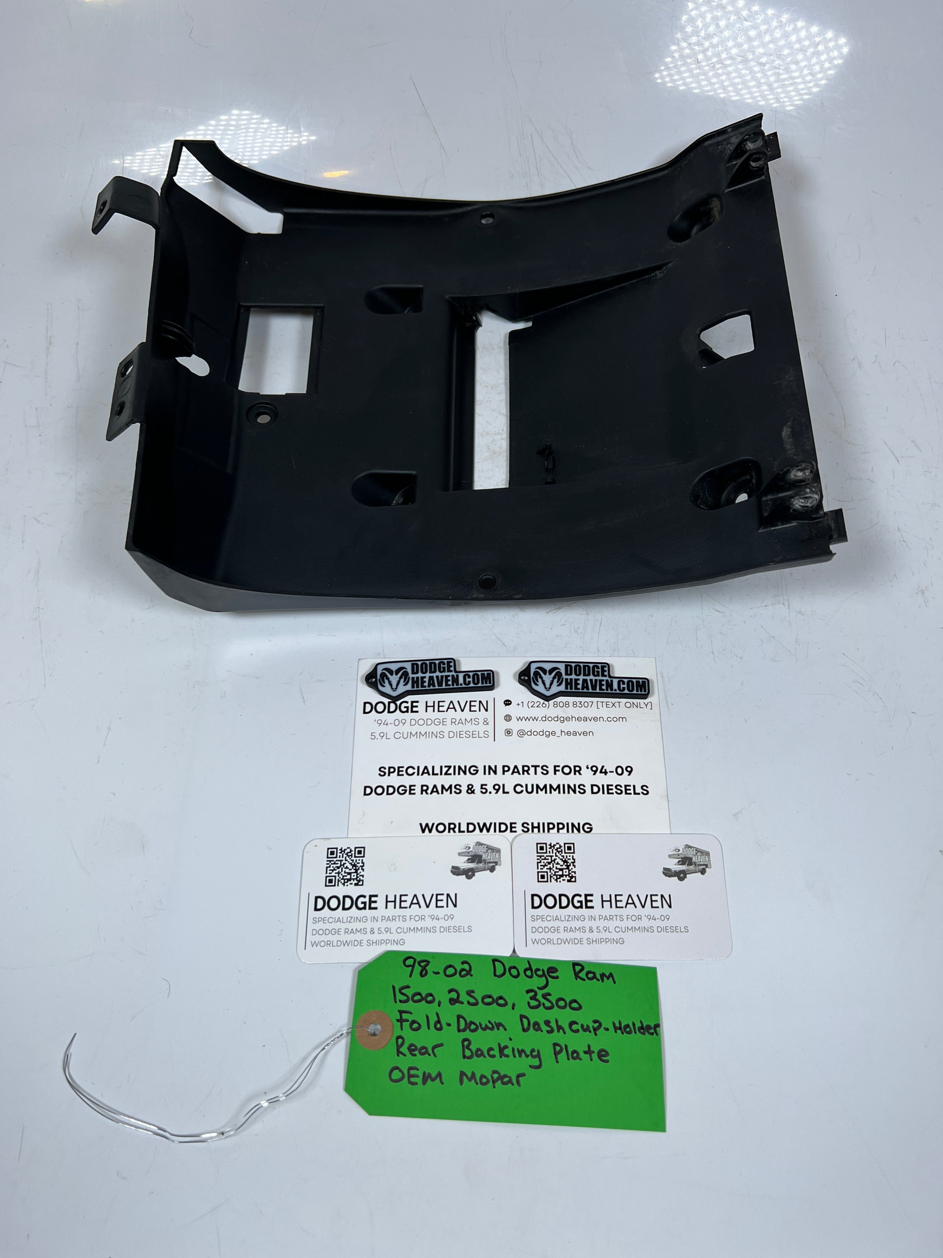 1998-2002 Dodge Ram 1500-3500 Fold Down Dash Cup Holder Rear Backing Plate