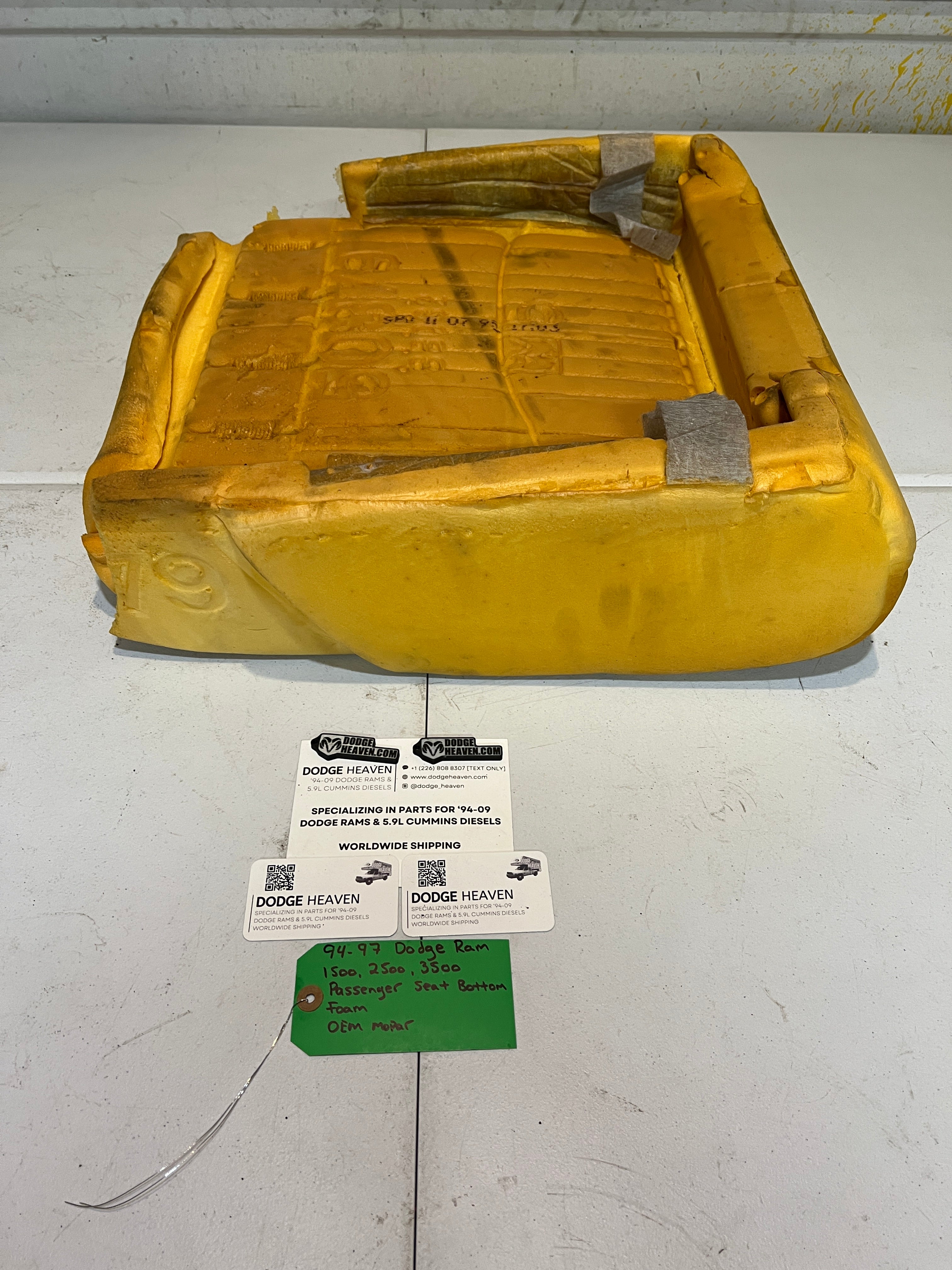 1994-1997 Dodge Ram 1500-3500 Passenger Seat Bottom Foam Cushion