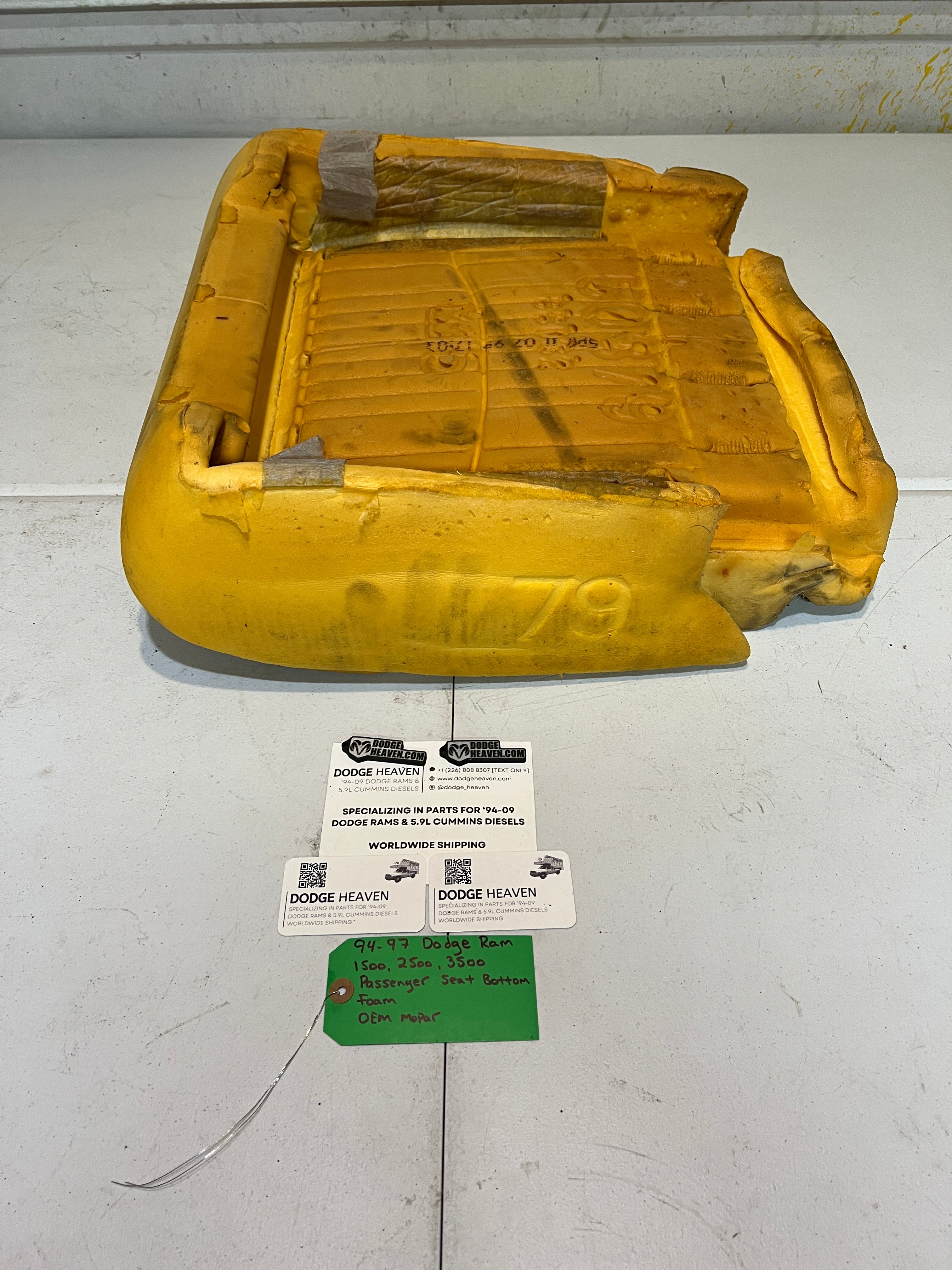 1994-1997 Dodge Ram 1500-3500 Passenger Seat Bottom Foam Cushion