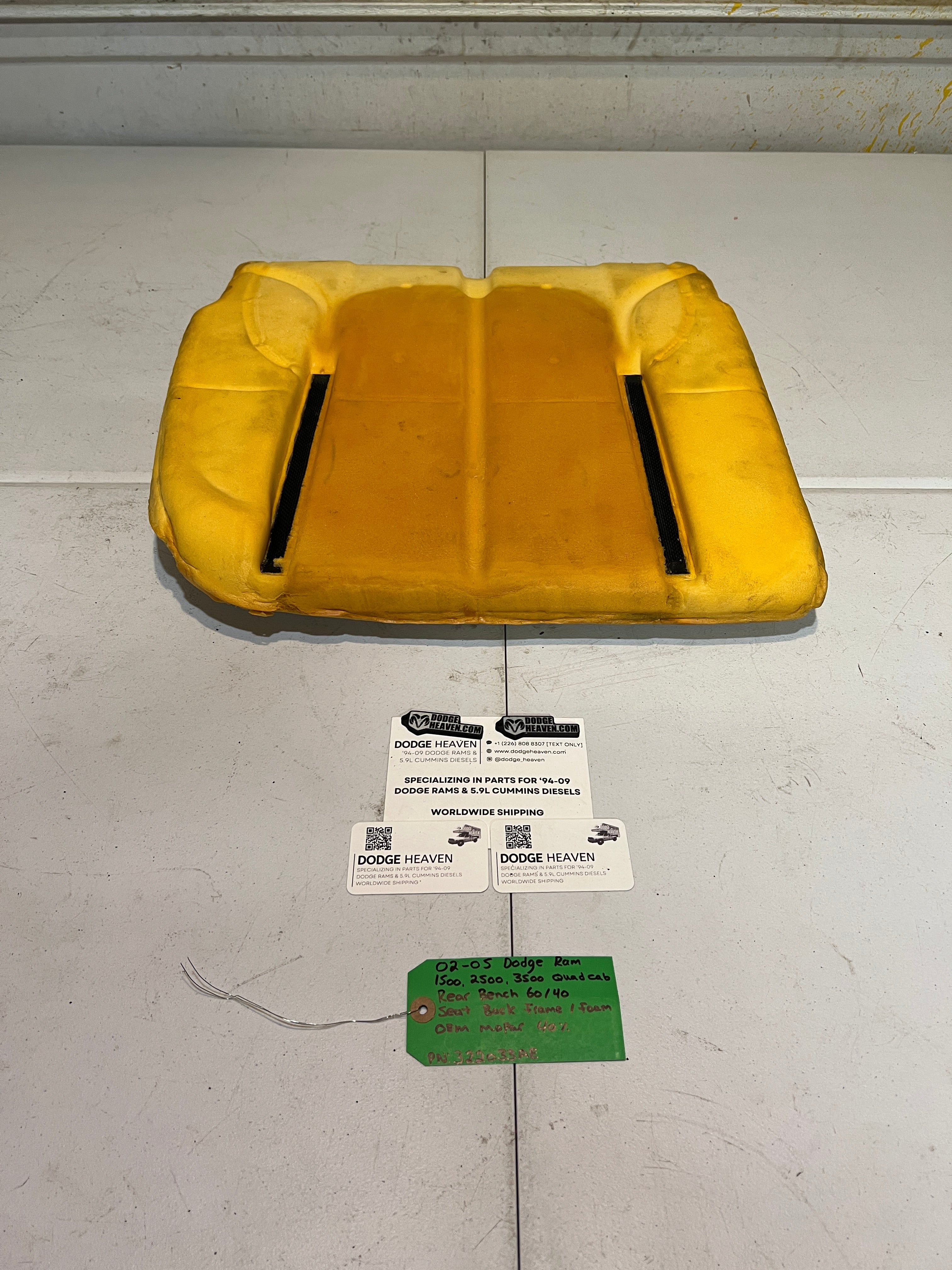 2002-2005 Dodge Ram Quad Cab Rear 60/40 Bench Seat Back Frame & Foam