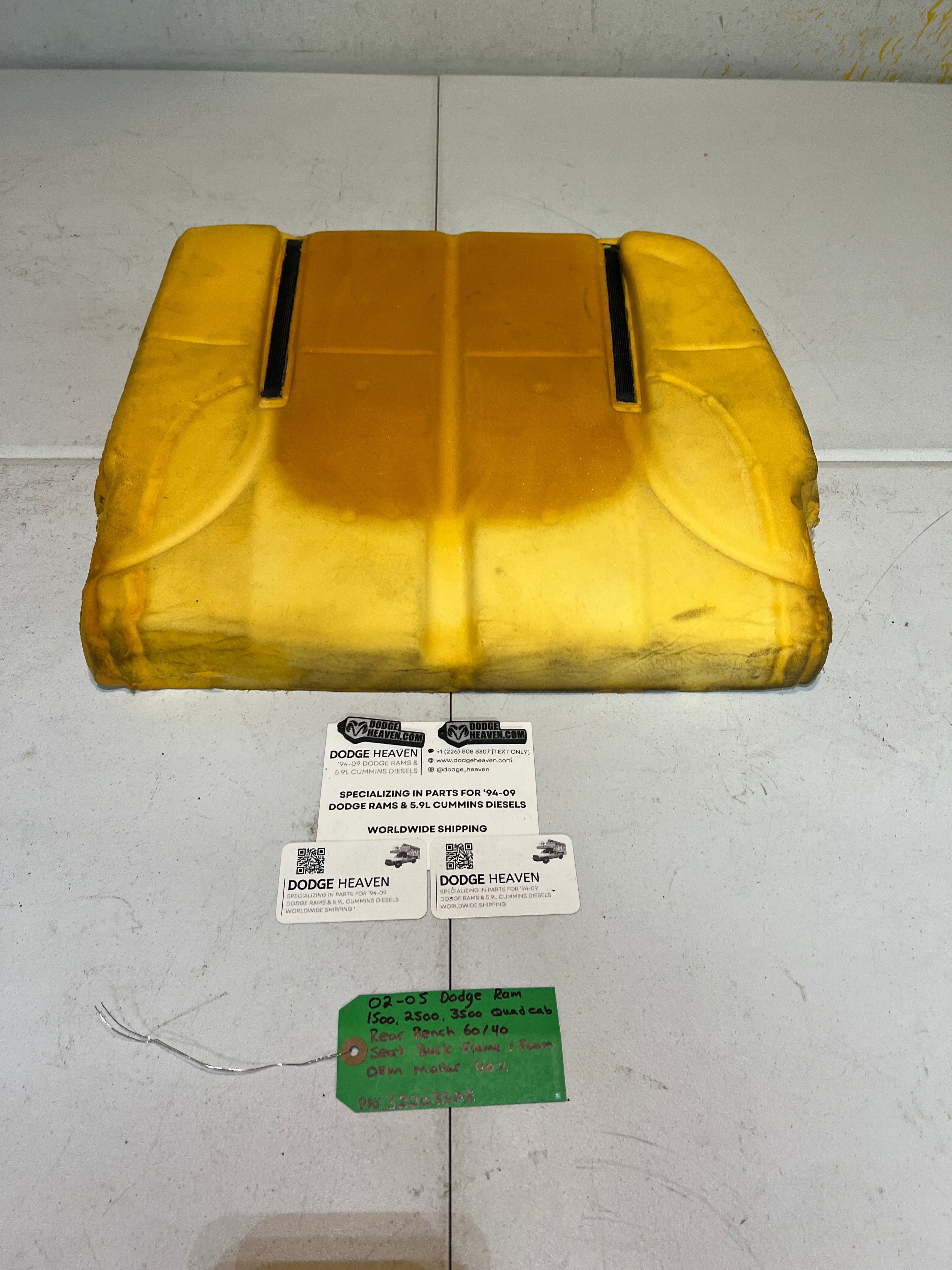 2002-2005 Dodge Ram Quad Cab Rear 60/40 Bench Seat Back Frame & Foam