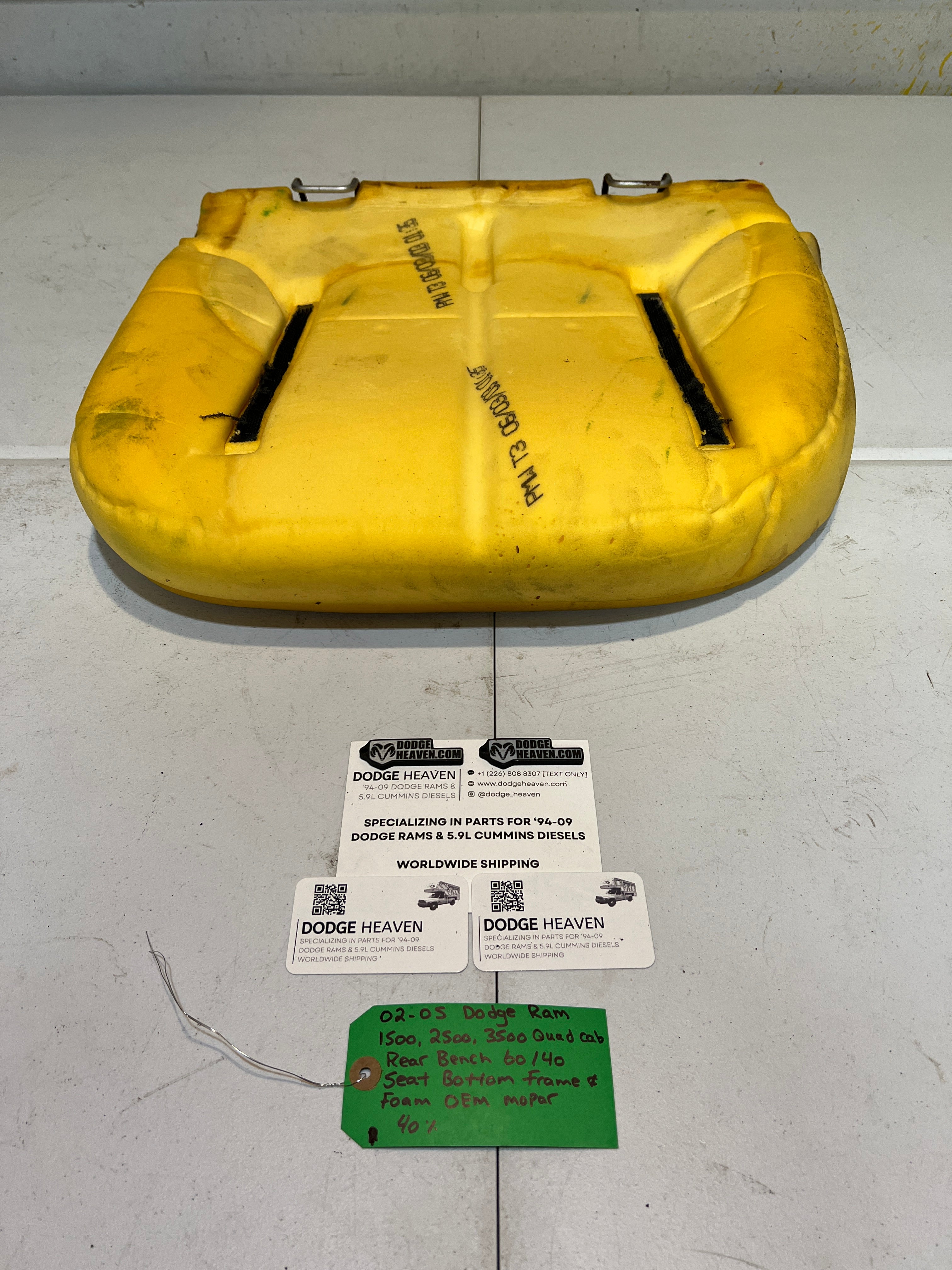2002-2005 Dodge Ram Quad Cab Rear 60/40 Bench Seat Bottom Frame & Foam