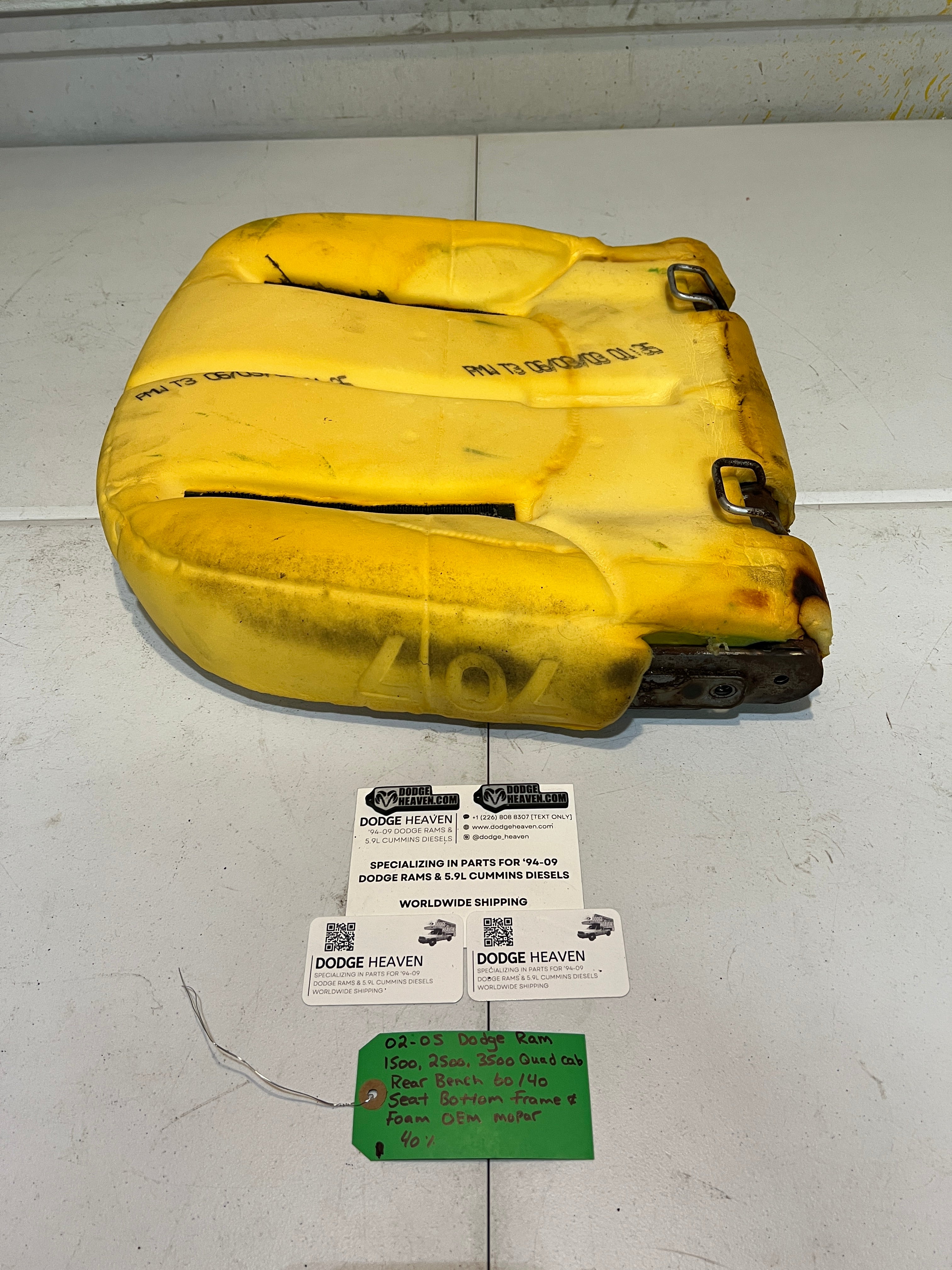 2002-2005 Dodge Ram Quad Cab Rear 60/40 Bench Seat Bottom Frame & Foam