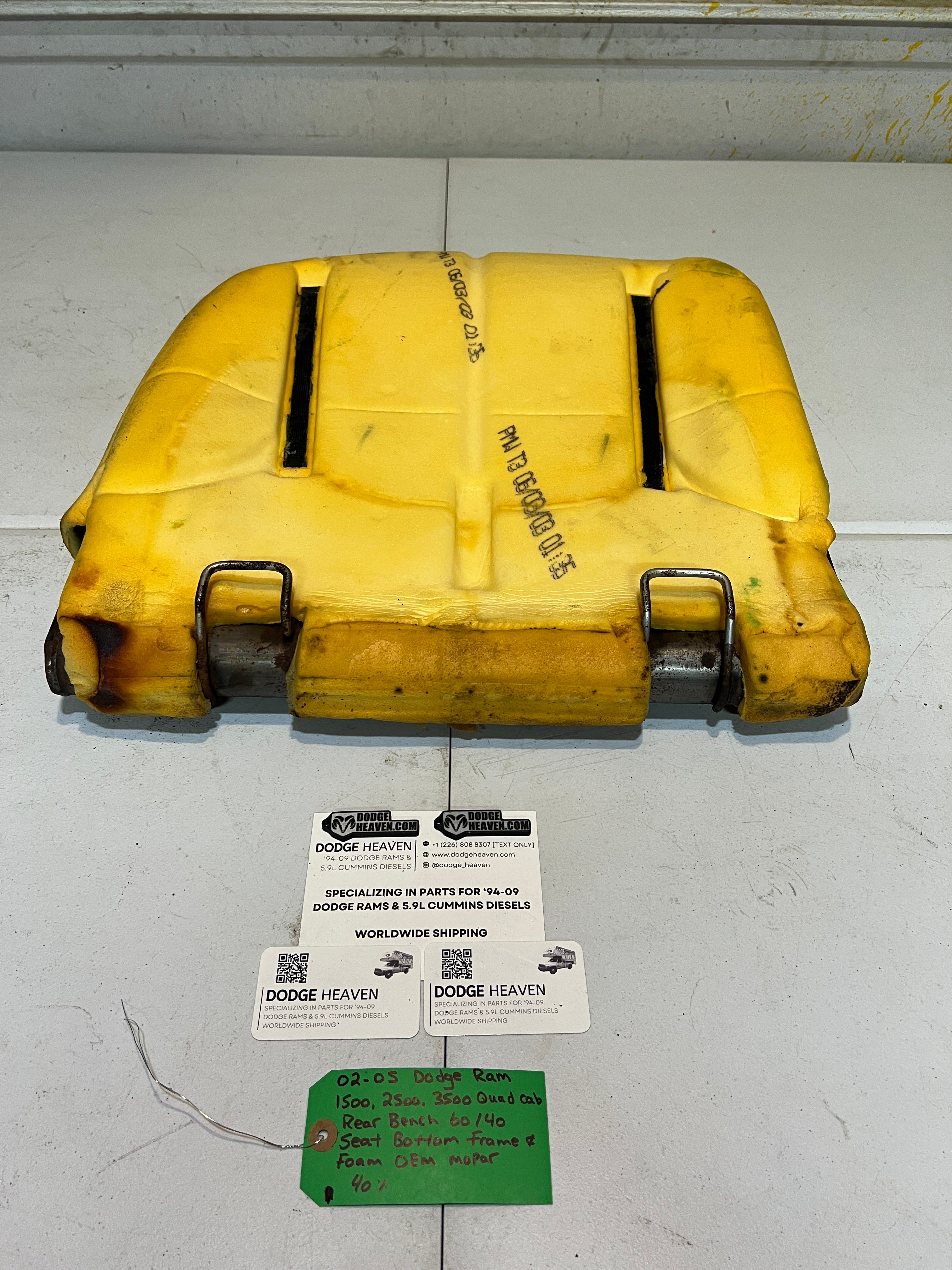 2002-2005 Dodge Ram Quad Cab Rear 60/40 Bench Seat Bottom Frame & Foam