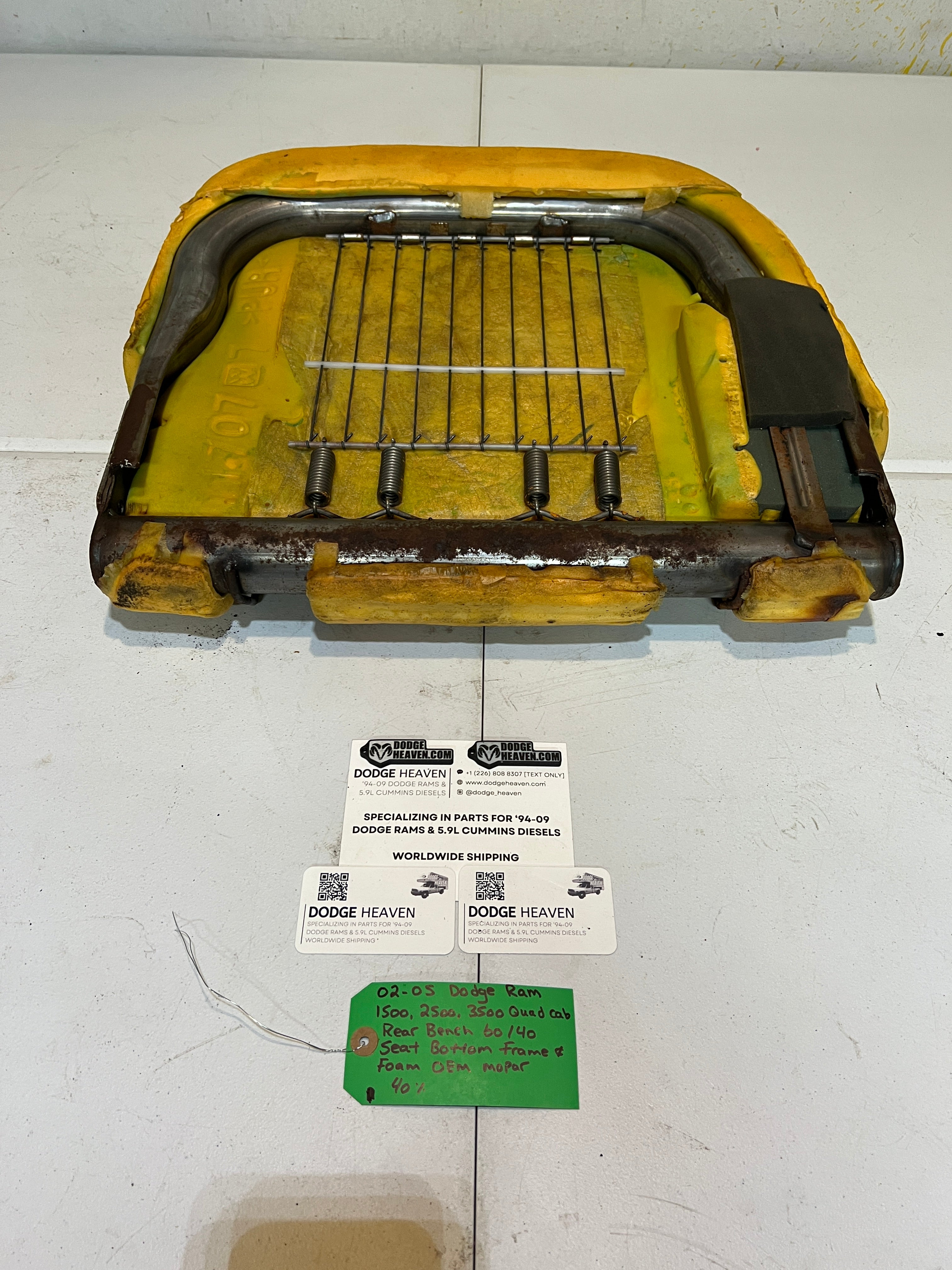 2002-2005 Dodge Ram Quad Cab Rear 60/40 Bench Seat Bottom Frame & Foam
