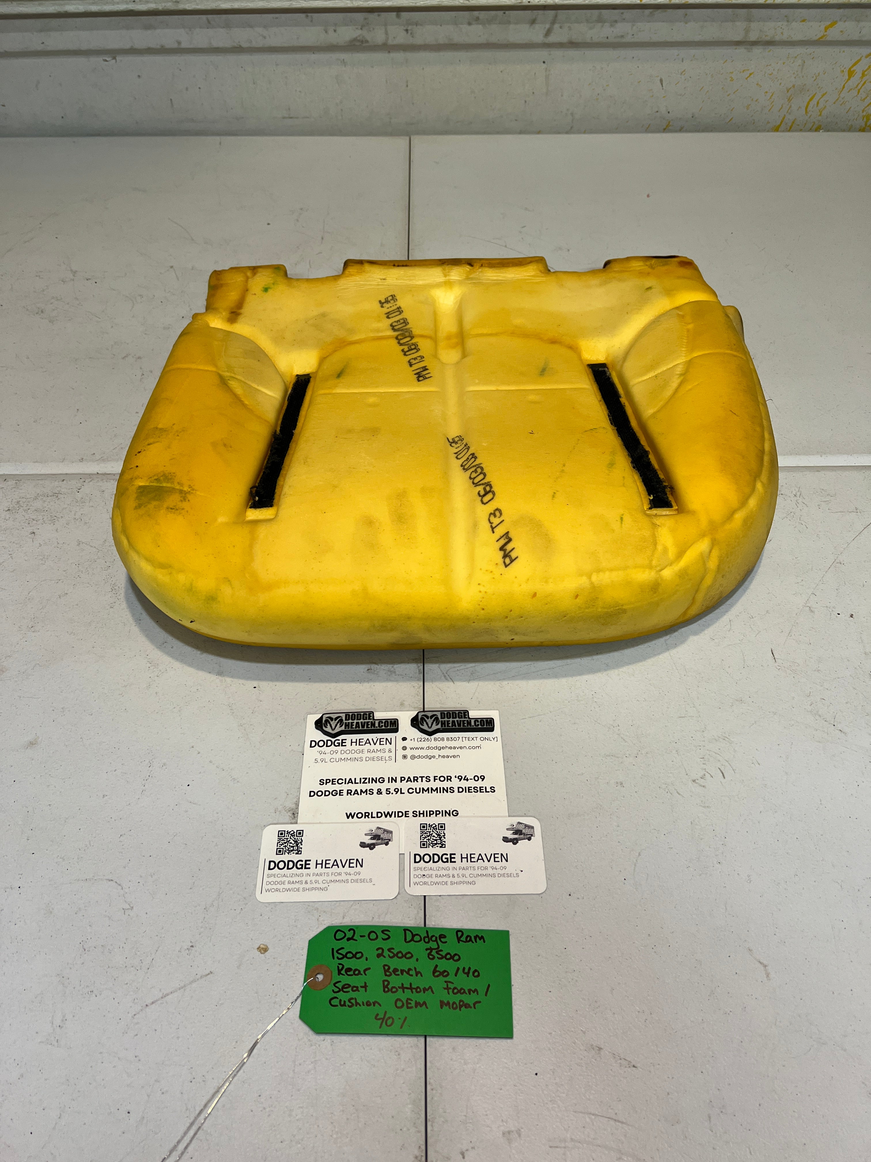 2002-2005 Dodge Ram Quad Cab Rear 60/40 Bench Seat Bottom Foam Cushion