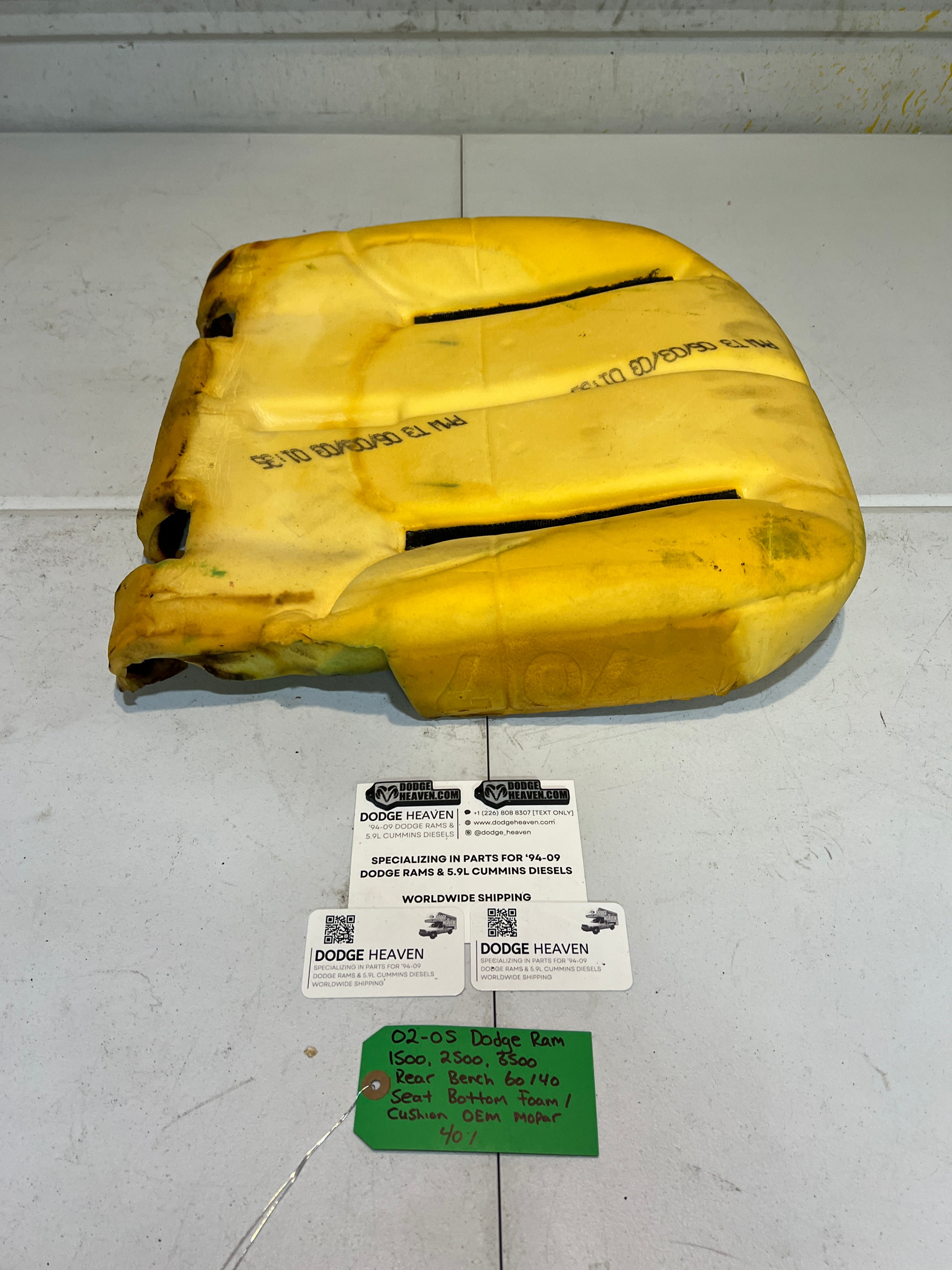 2002-2005 Dodge Ram Quad Cab Rear 60/40 Bench Seat Bottom Foam Cushion