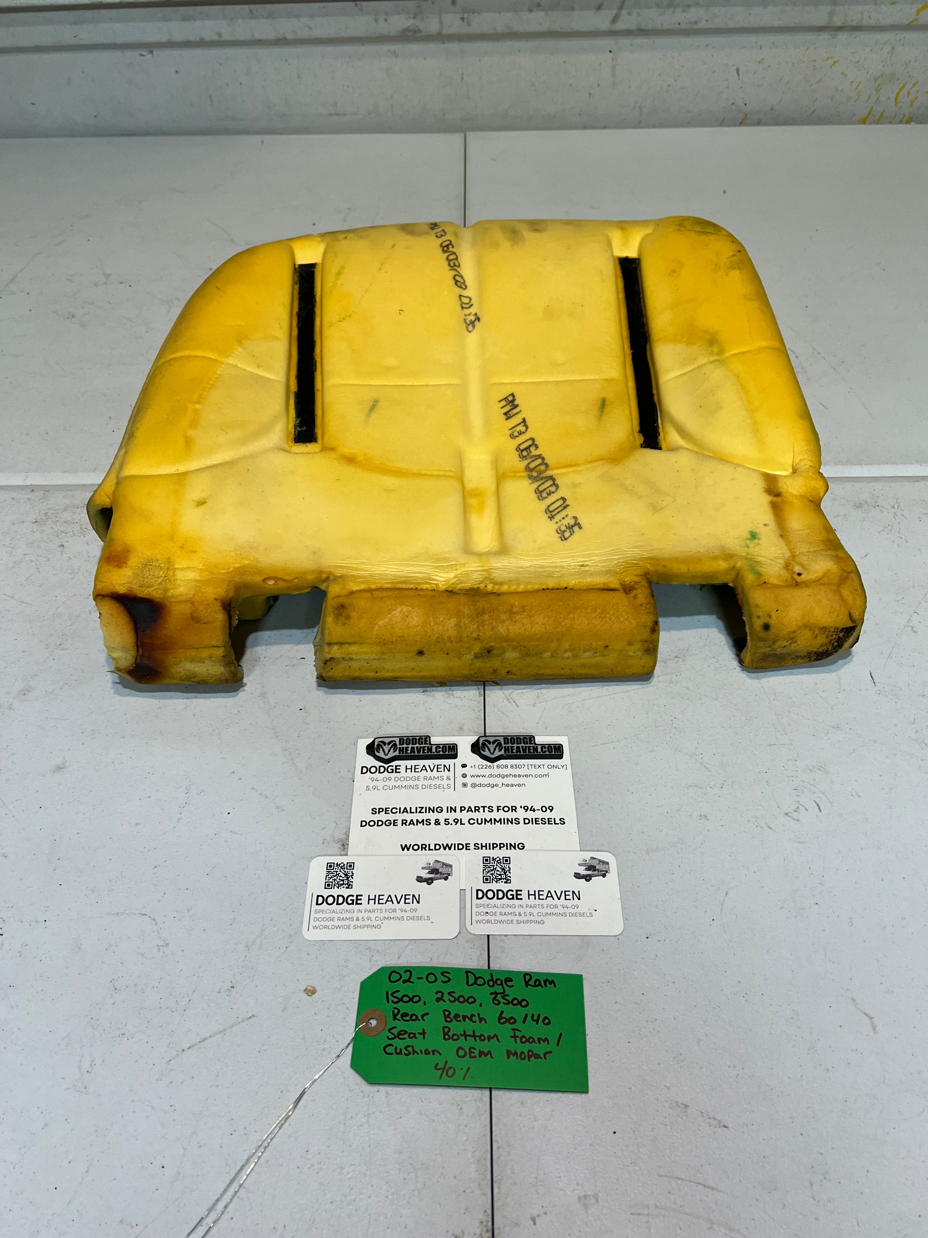 2002-2005 Dodge Ram Quad Cab Rear 60/40 Bench Seat Bottom Foam Cushion
