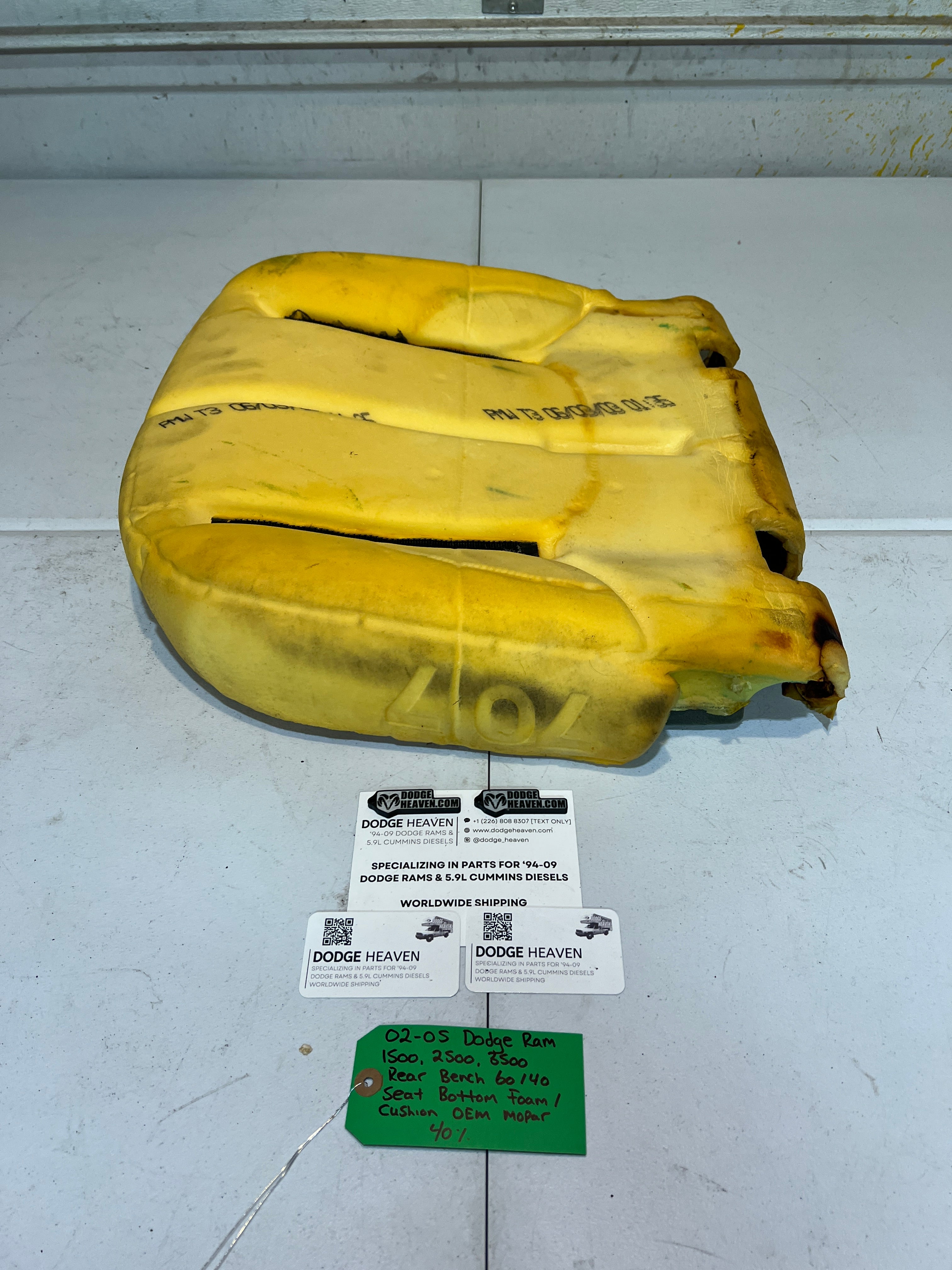 2002-2005 Dodge Ram Quad Cab Rear 60/40 Bench Seat Bottom Foam Cushion