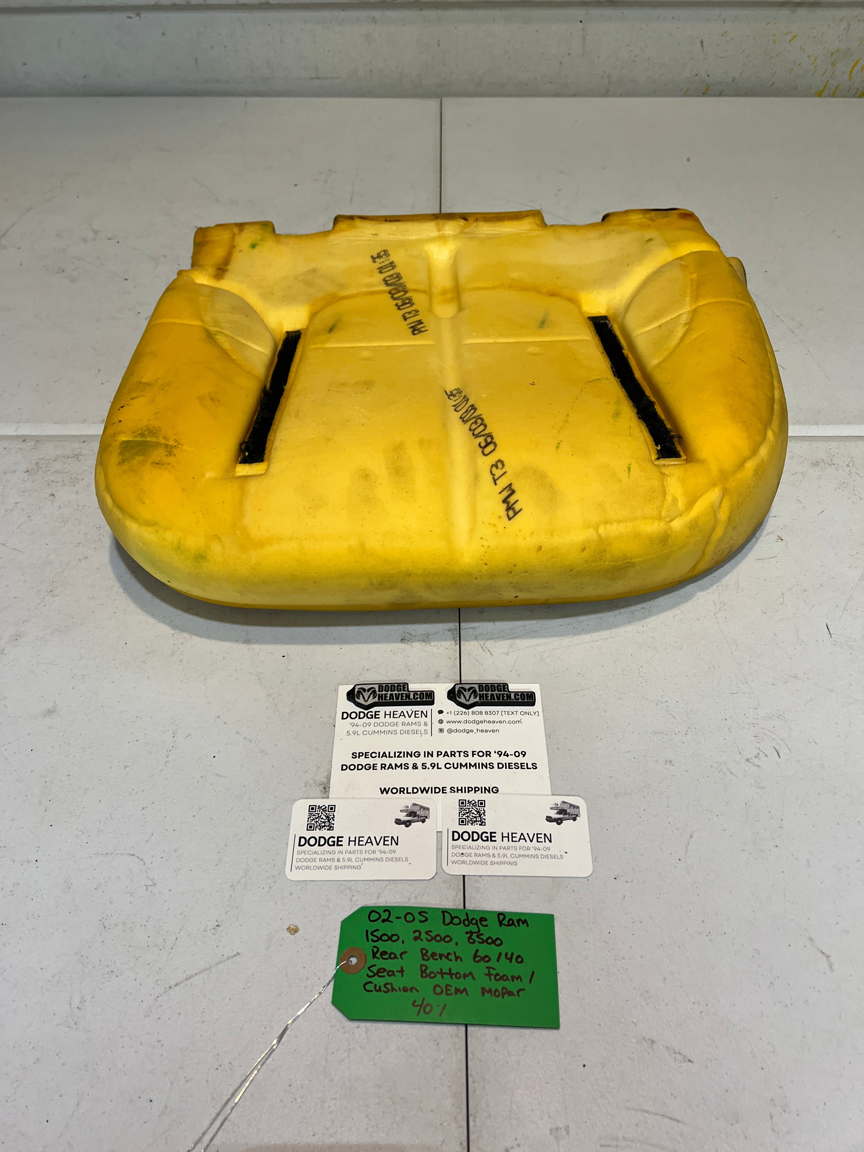 2002-2005 Dodge Ram Quad Cab Rear 60/40 Bench Seat Bottom Foam Cushion