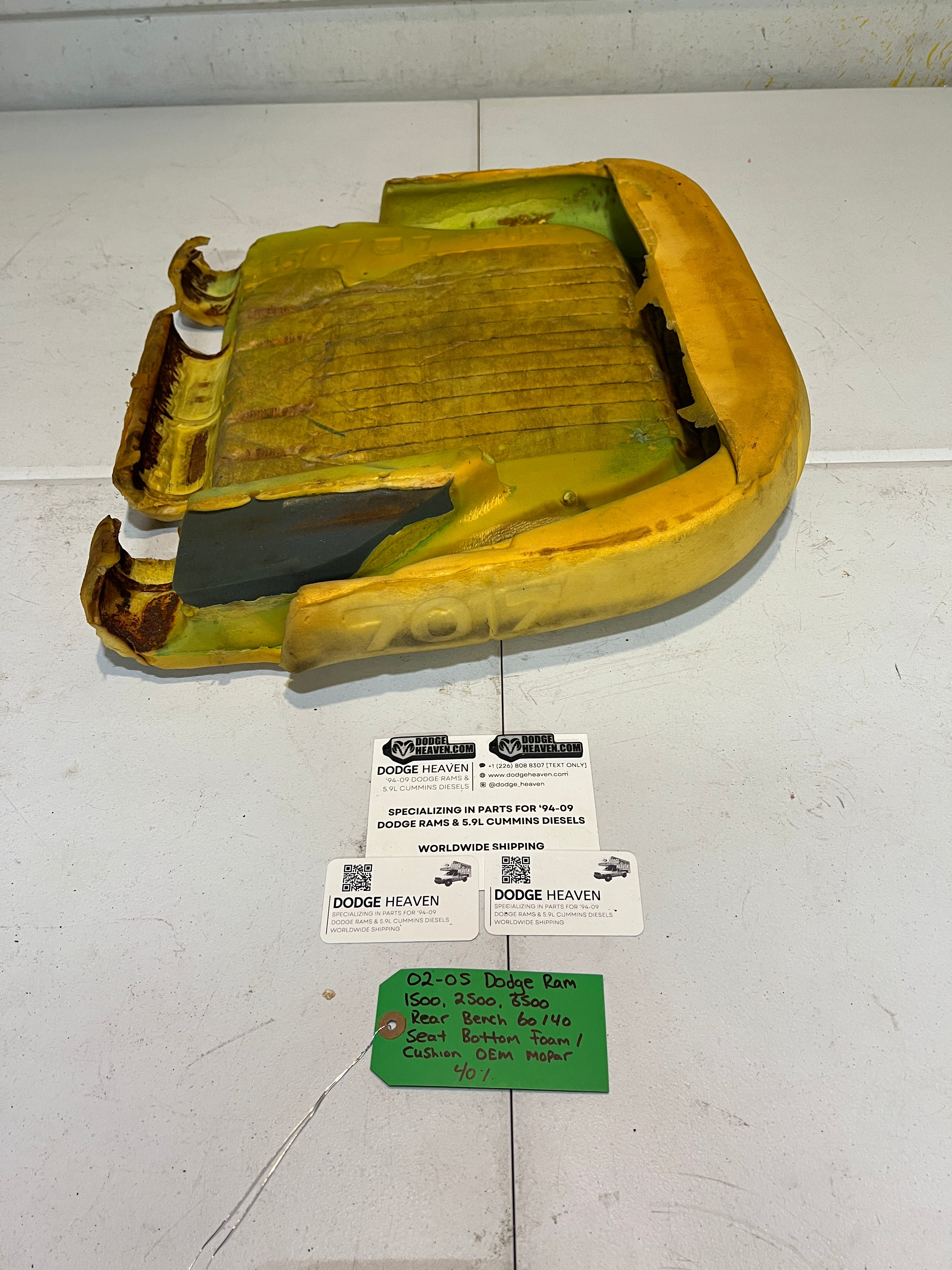 2002-2005 Dodge Ram Quad Cab Rear 60/40 Bench Seat Bottom Foam Cushion