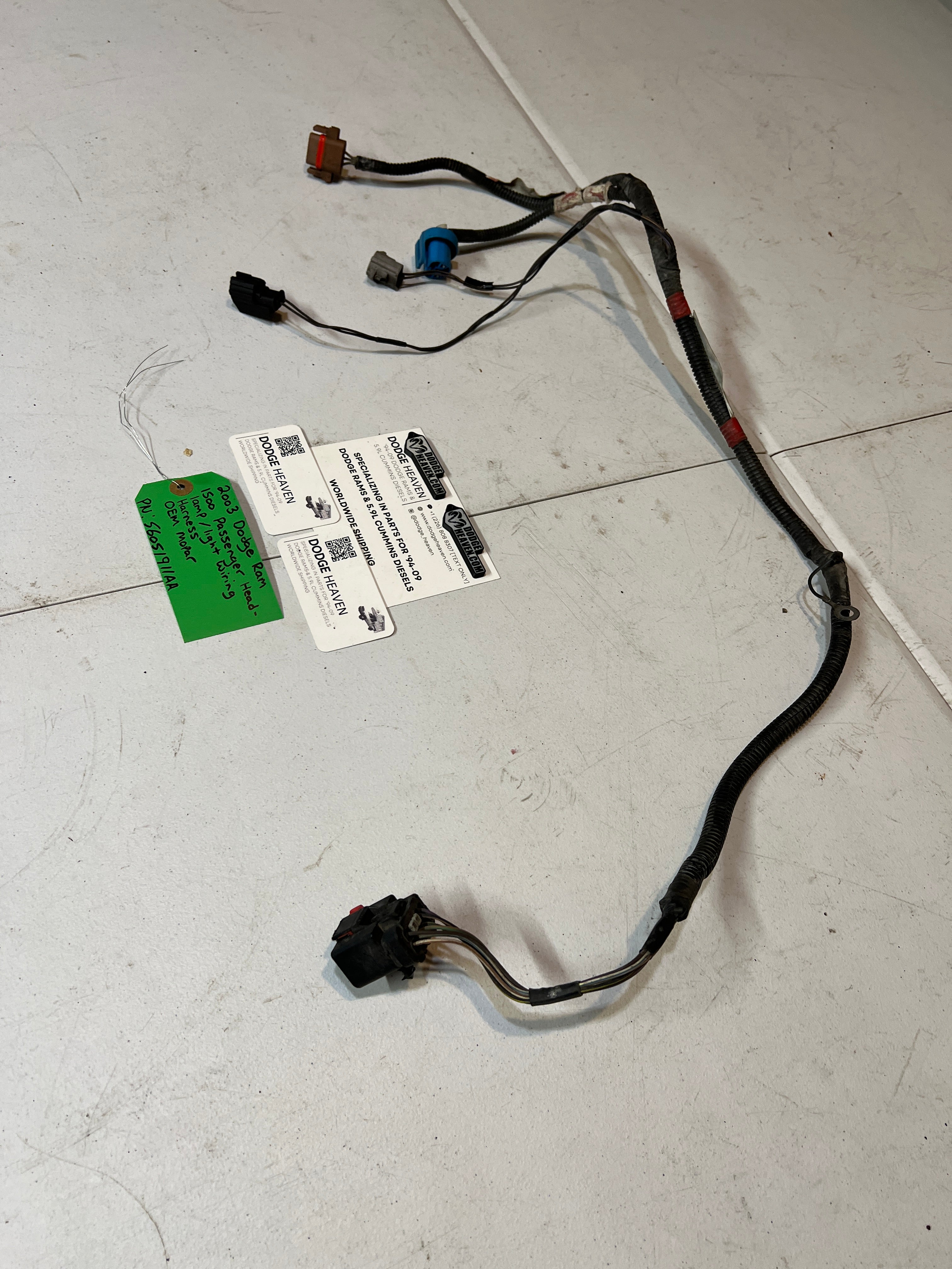 2003-2003 Dodge Ram Passenger Head Lamp / Light Wiring Harness