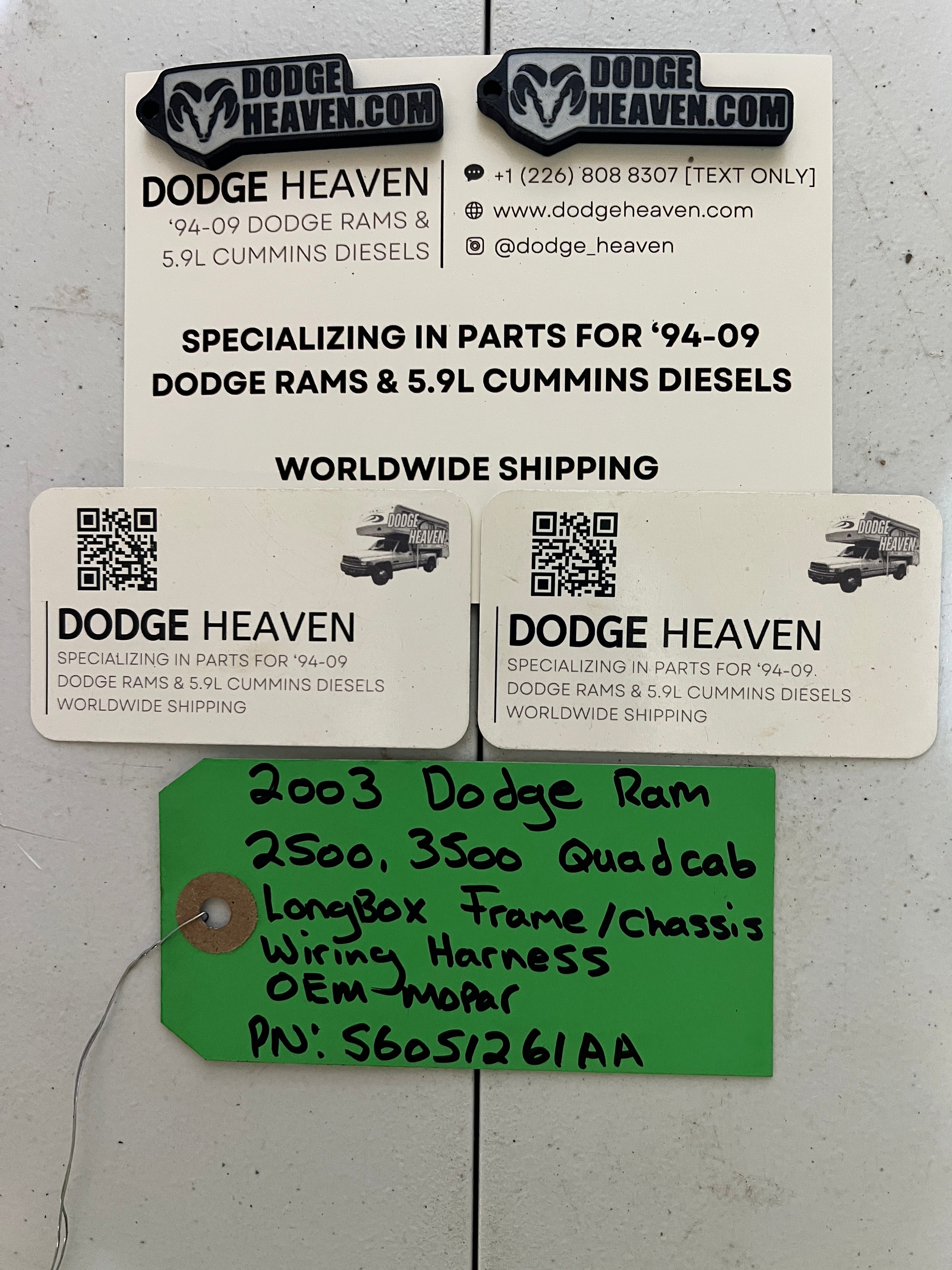 2003-2003 Dodge Ram 2500 3500 Quad Cab LB Frame Chassis Wiring Harness