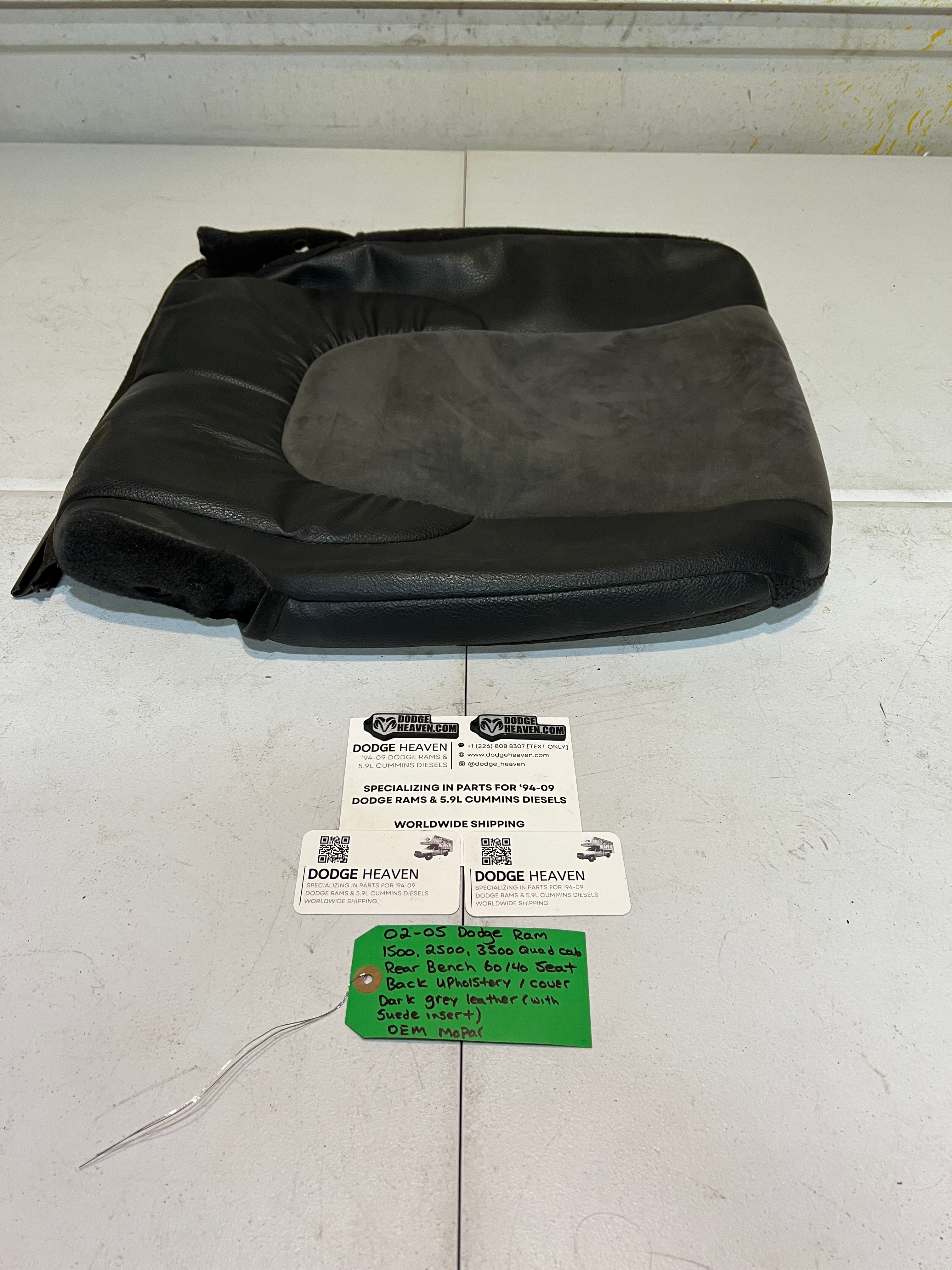 2002-2005 Dodge Ram Rear 60/40 Bench Seat Back Dark Grey Leather Upholstery
