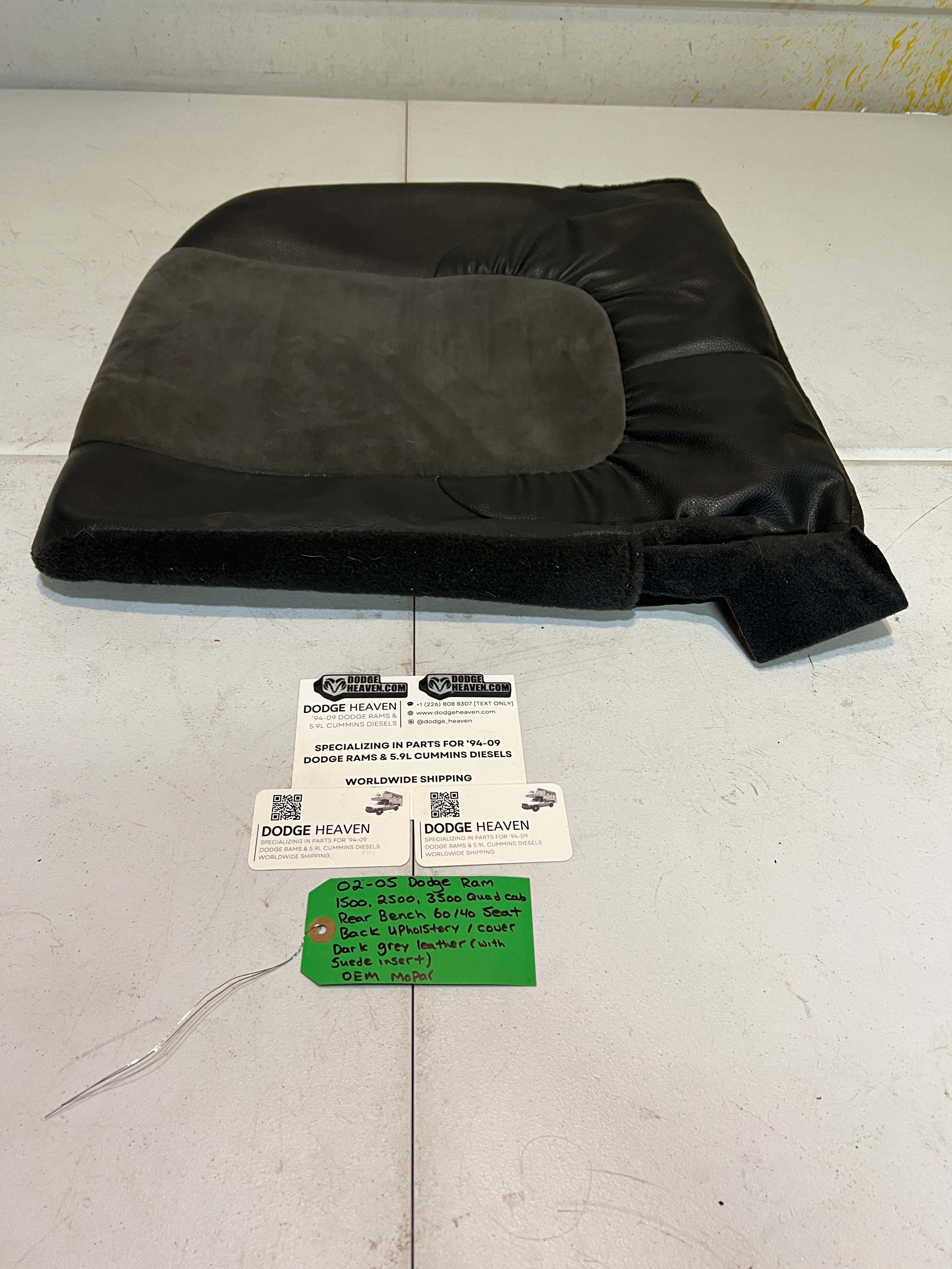 2002-2005 Dodge Ram Rear 60/40 Bench Seat Back Dark Grey Leather Upholstery