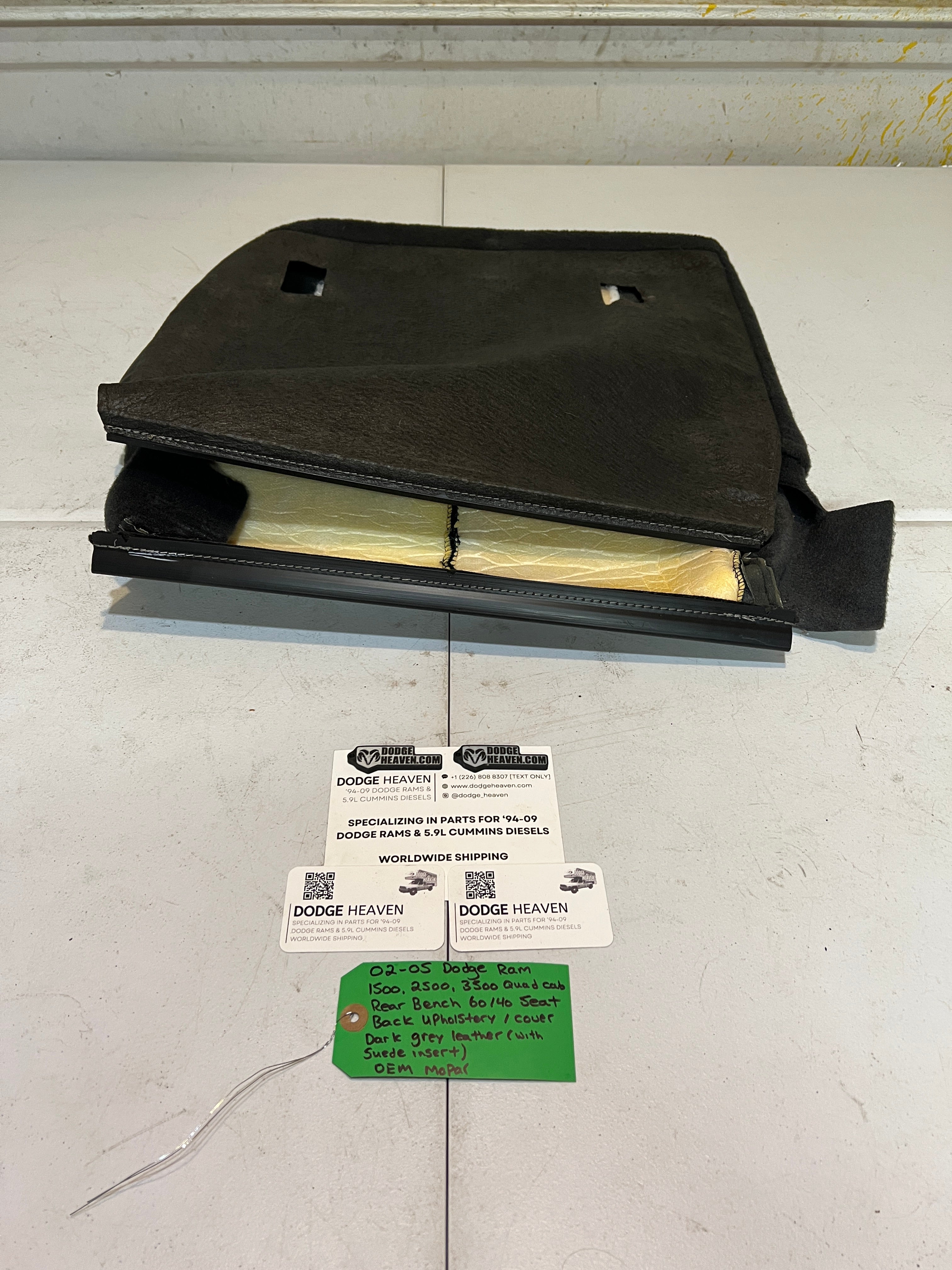 2002-2005 Dodge Ram Rear 60/40 Bench Seat Back Dark Grey Leather Upholstery
