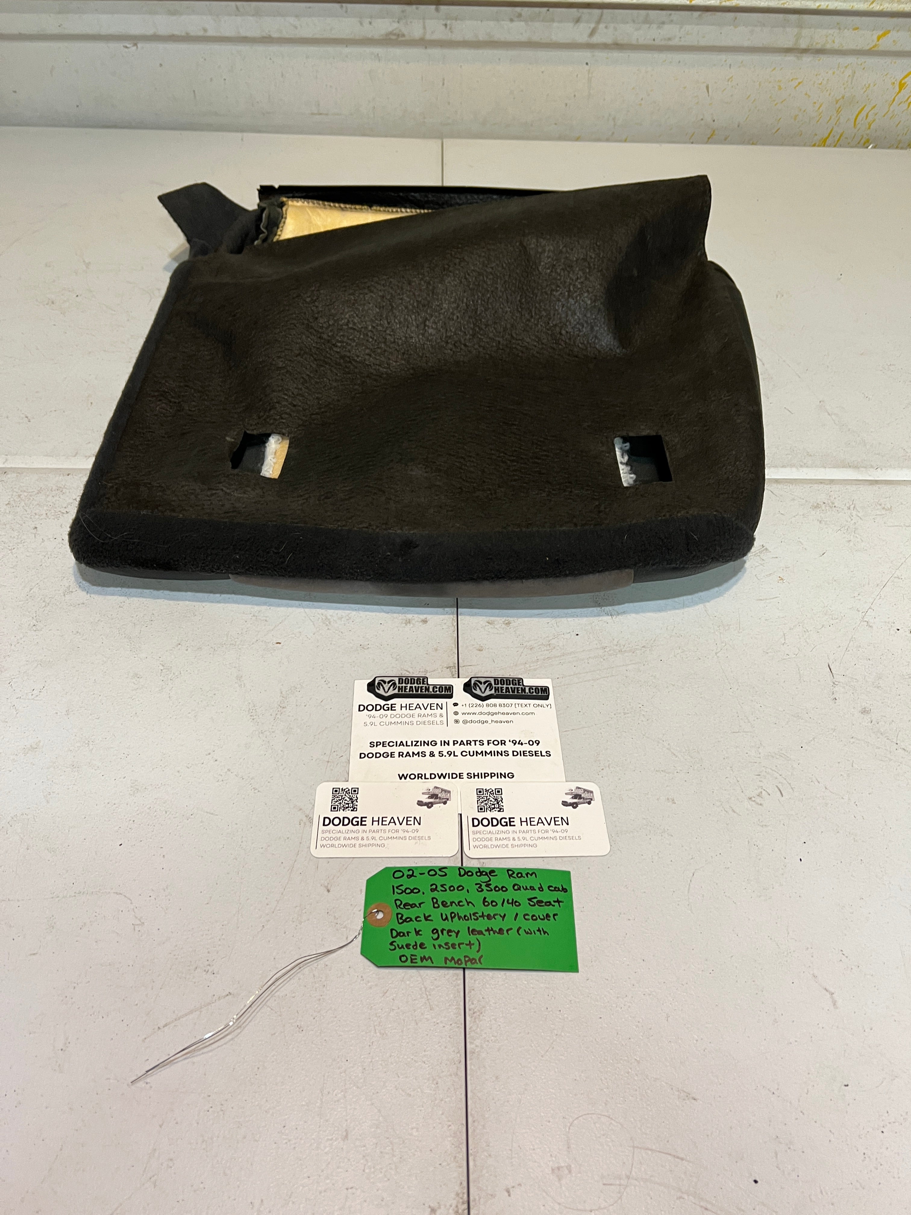 2002-2005 Dodge Ram Rear 60/40 Bench Seat Back Dark Grey Leather Upholstery
