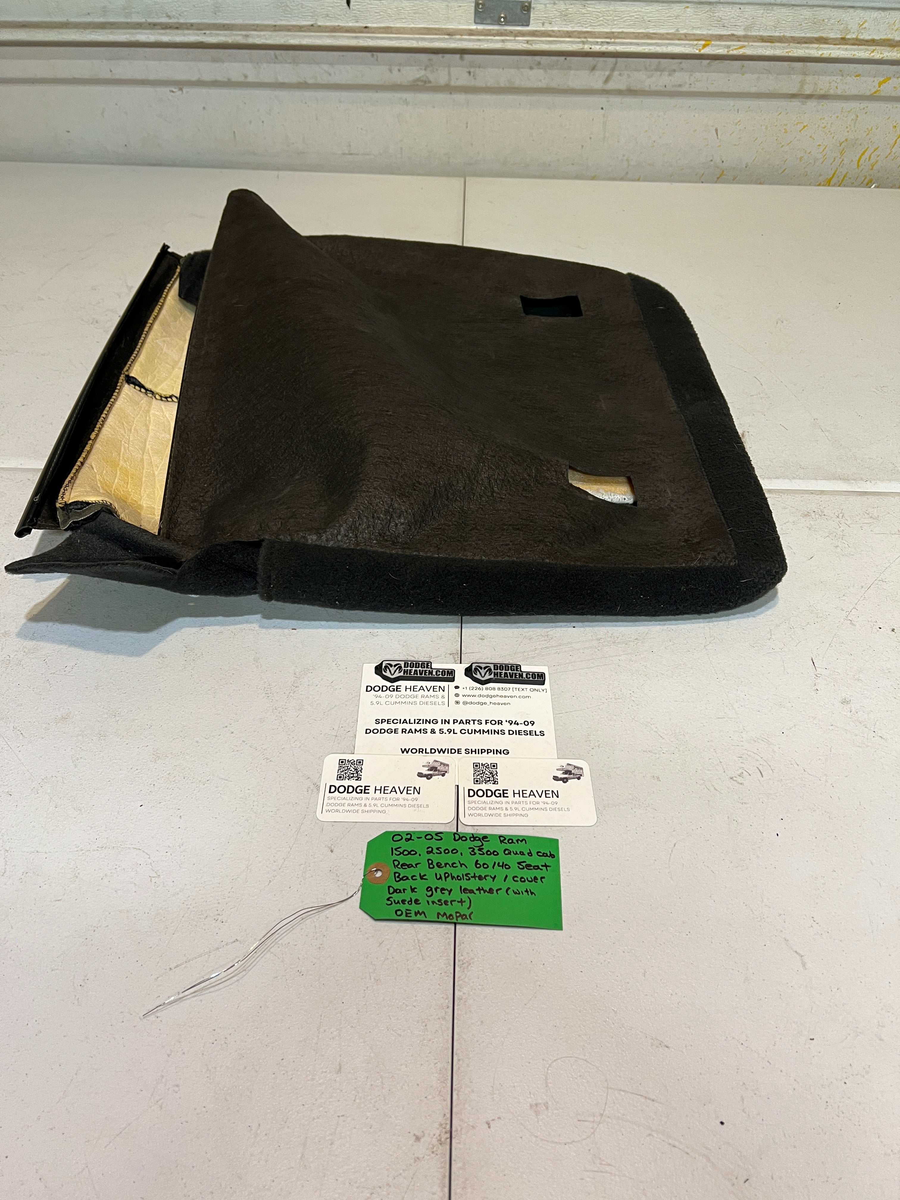 2002-2005 Dodge Ram Rear 60/40 Bench Seat Back Dark Grey Leather Upholstery