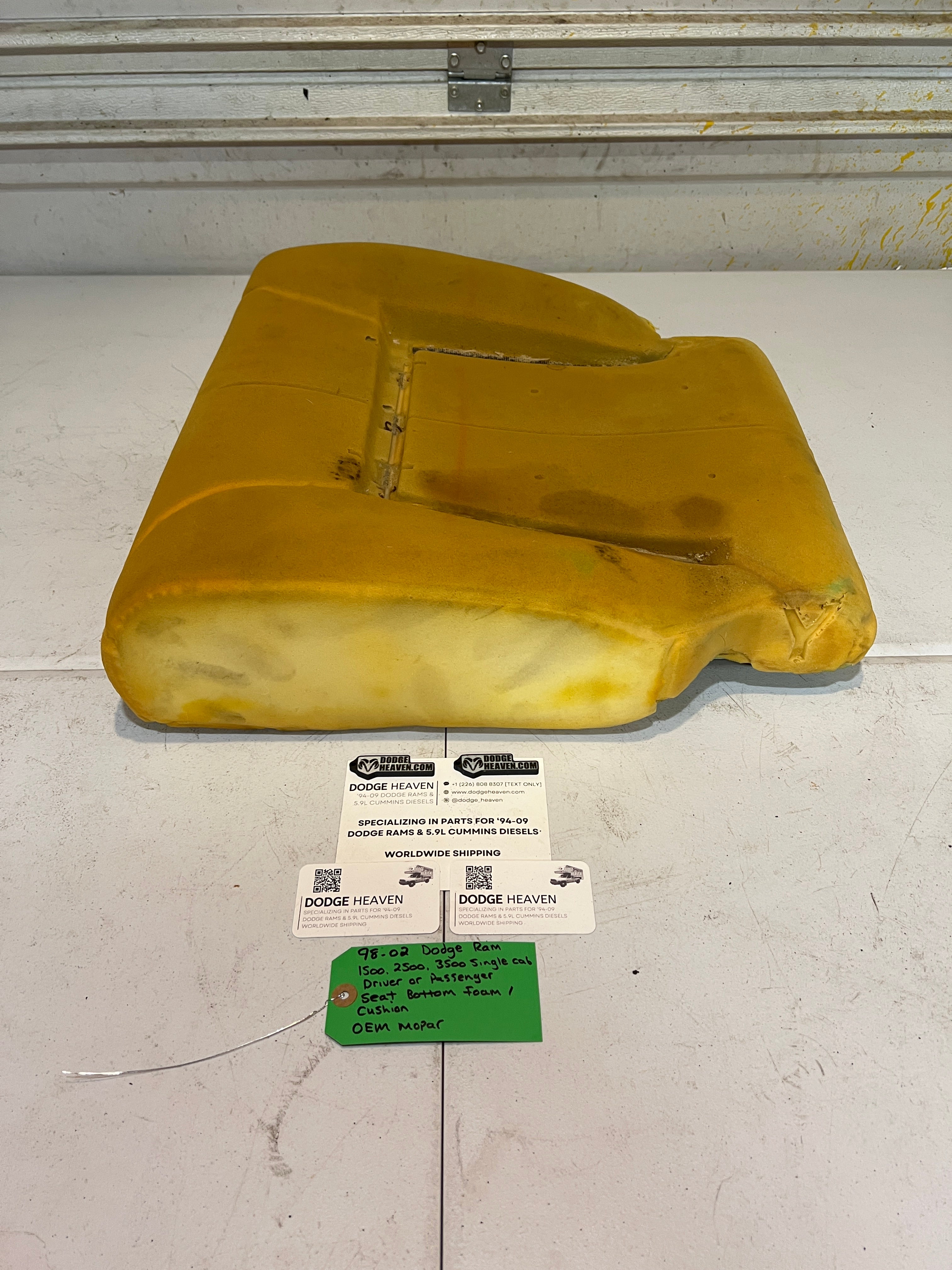 1998-2002 Dodge Ram Single Cab Driver or Passenger Seat Bottom Foam Cushion
