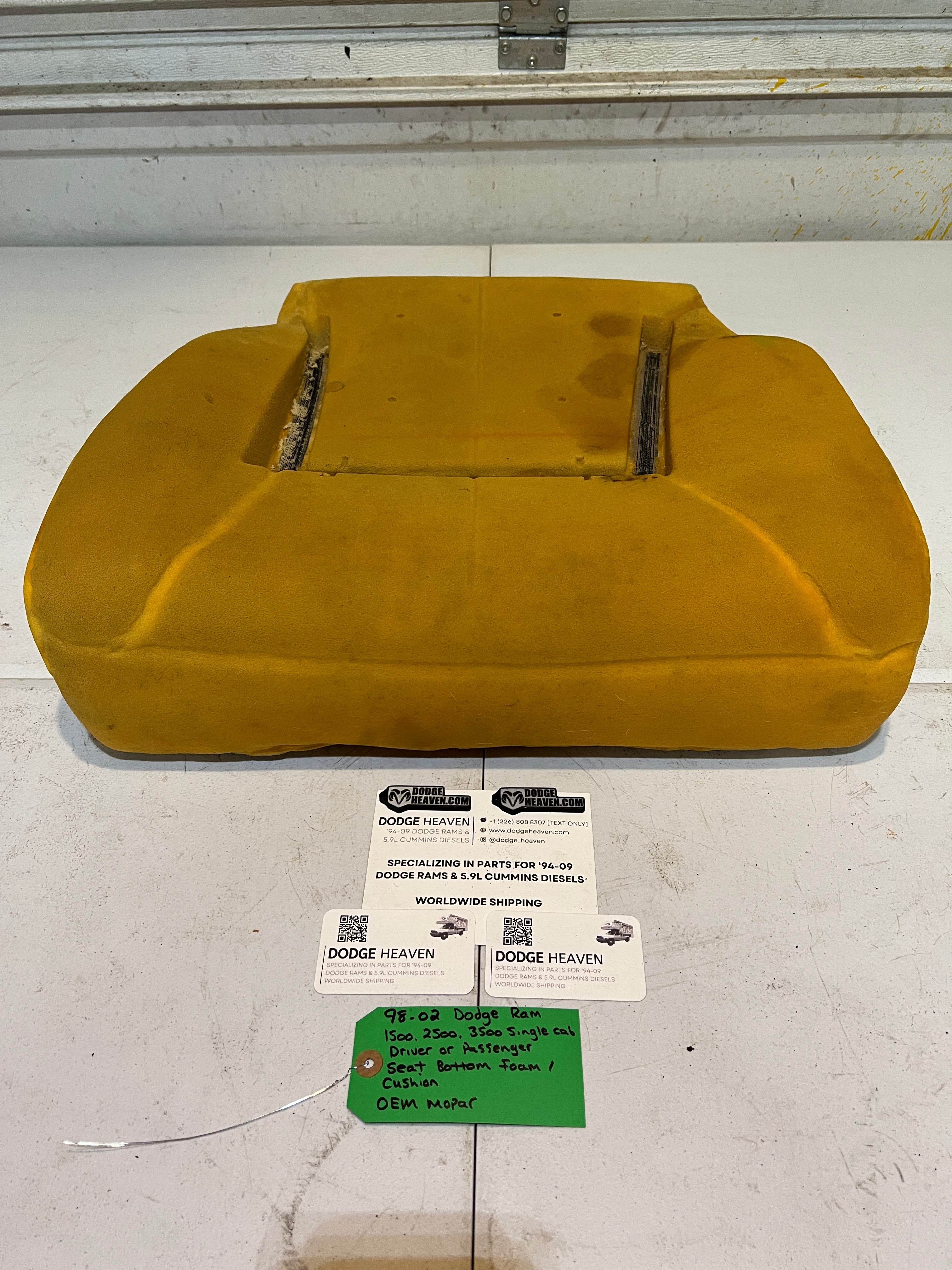 1998-2002 Dodge Ram Single Cab Driver or Passenger Seat Bottom Foam Cushion