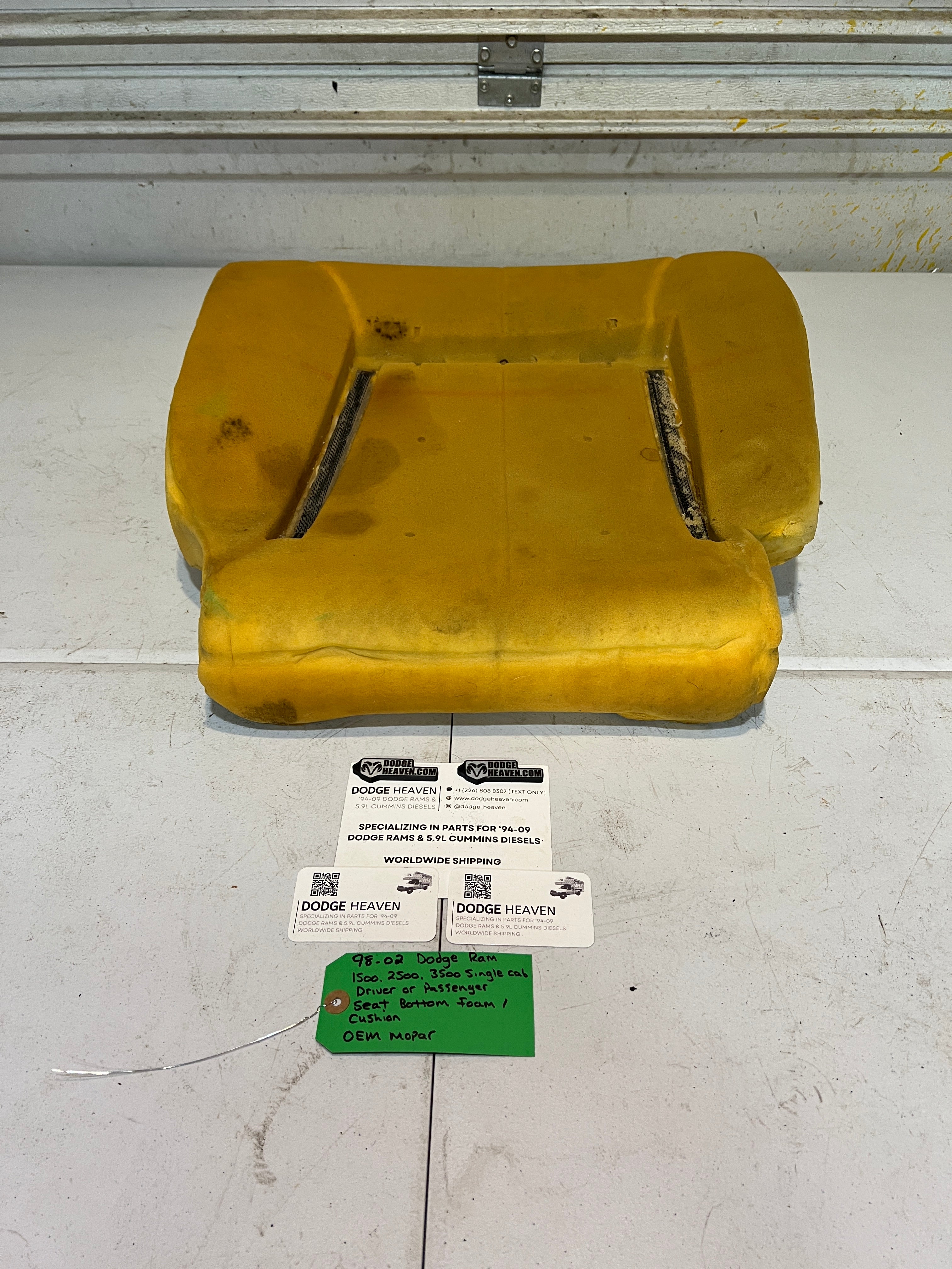 1998-2002 Dodge Ram Single Cab Driver or Passenger Seat Bottom Foam Cushion