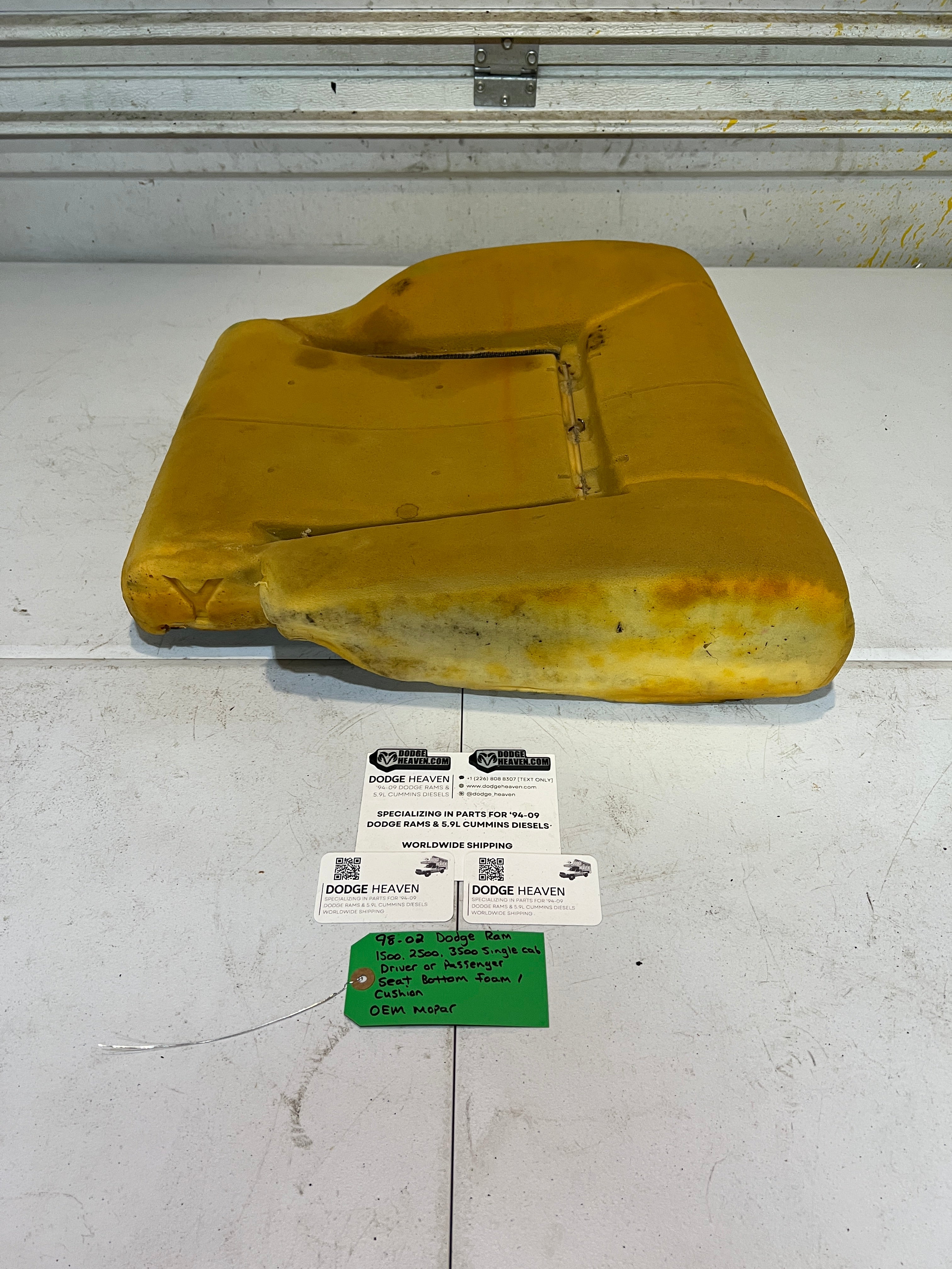 1998-2002 Dodge Ram Single Cab Driver or Passenger Seat Bottom Foam Cushion