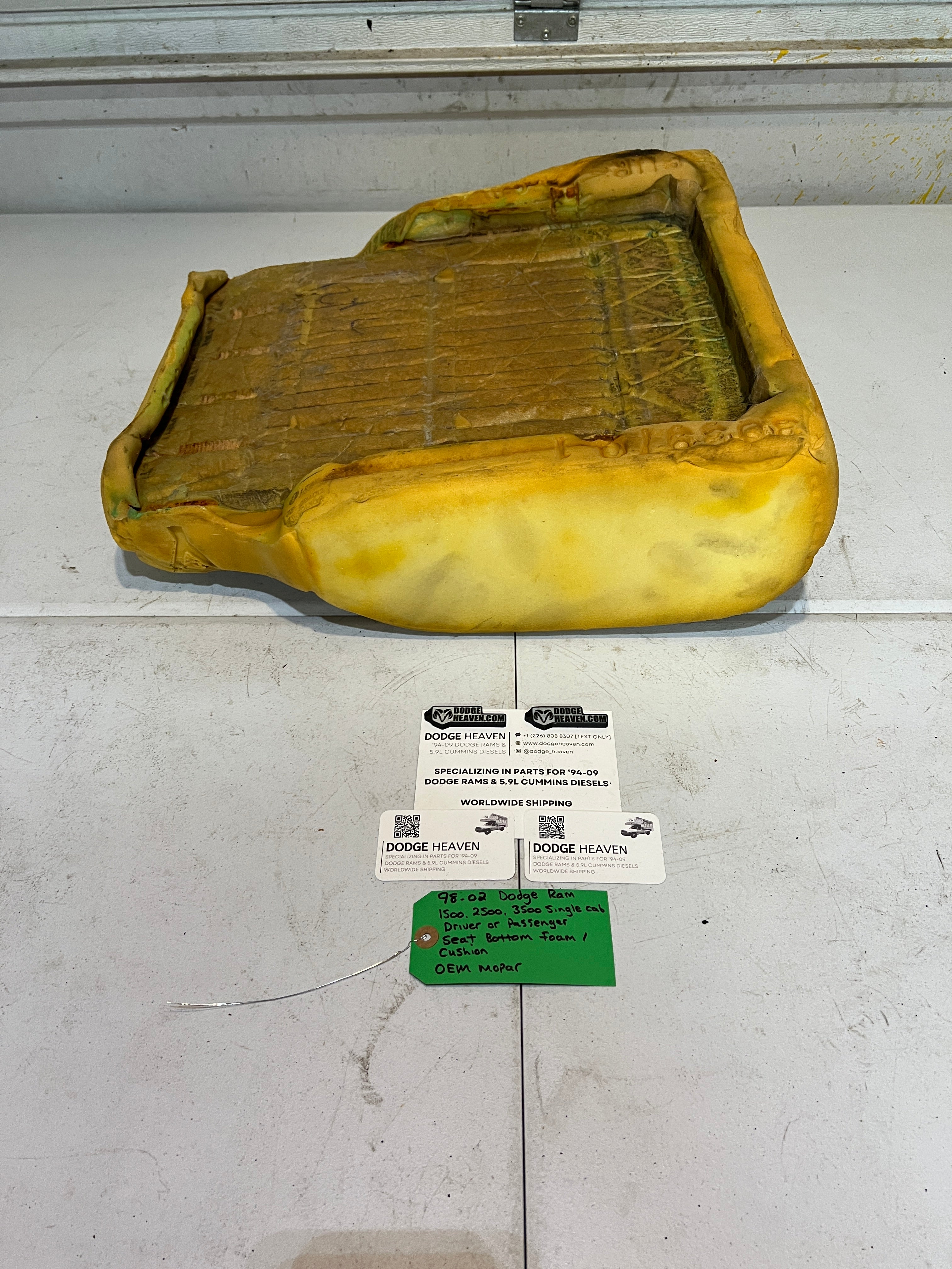 1998-2002 Dodge Ram Single Cab Driver or Passenger Seat Bottom Foam Cushion