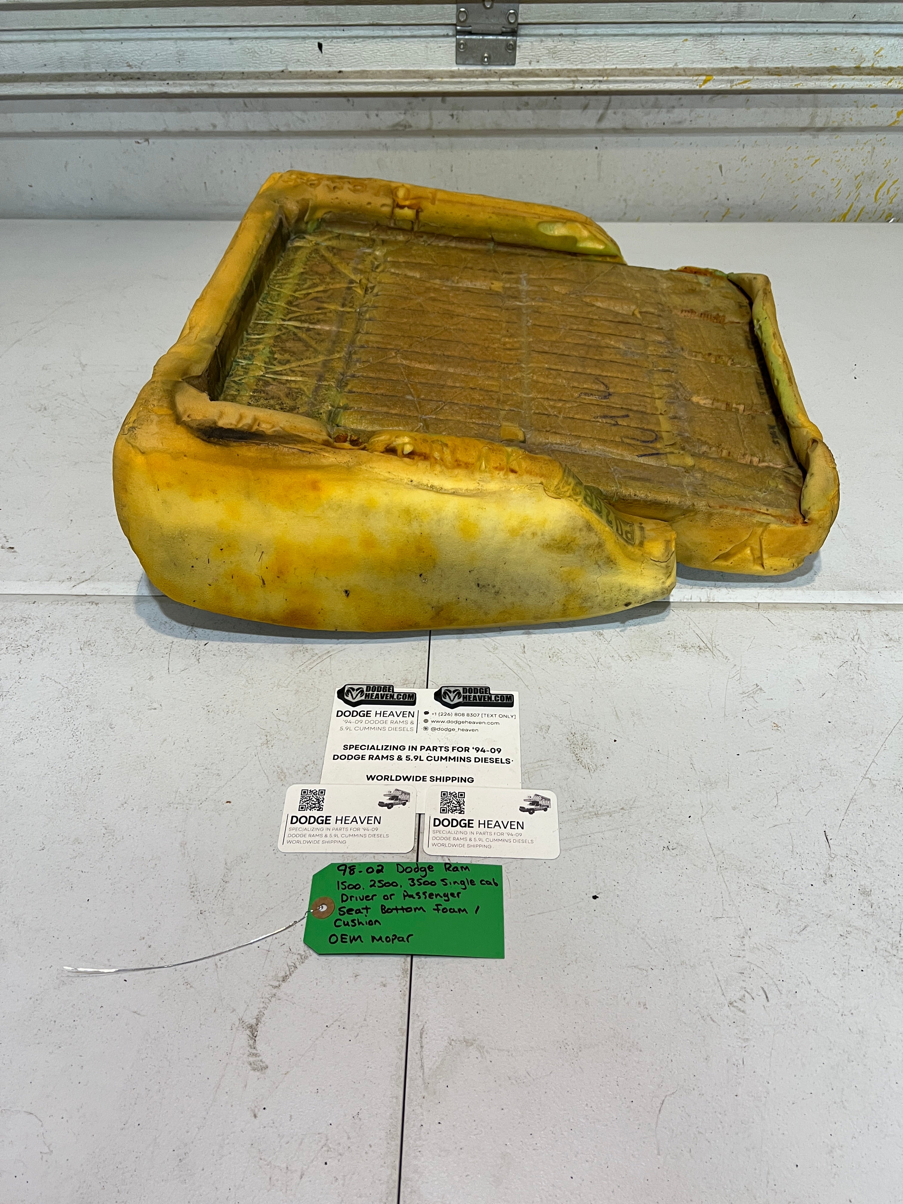 1998-2002 Dodge Ram Single Cab Driver or Passenger Seat Bottom Foam Cushion