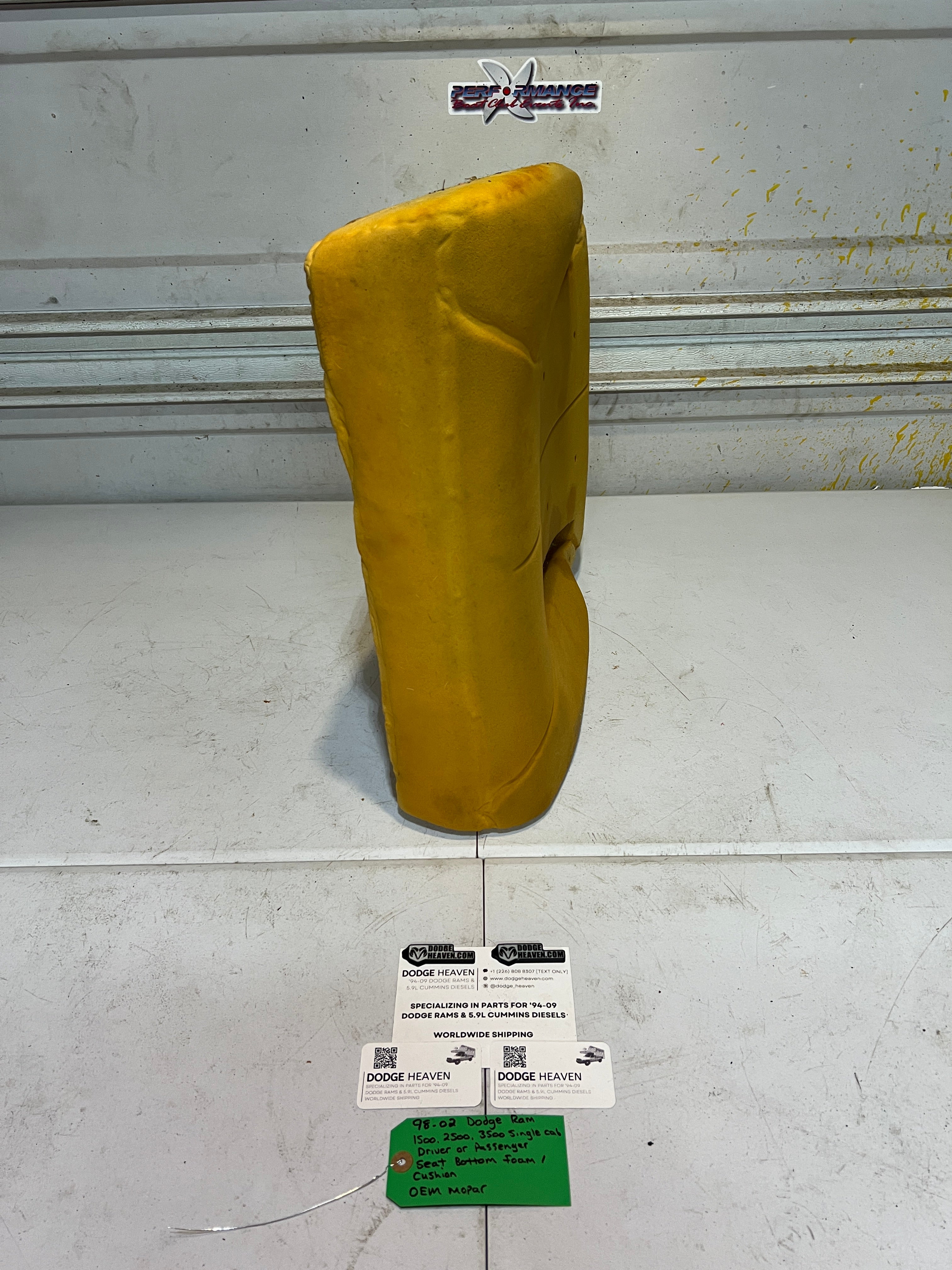 1998-2002 Dodge Ram Single Cab Driver or Passenger Seat Bottom Foam Cushion