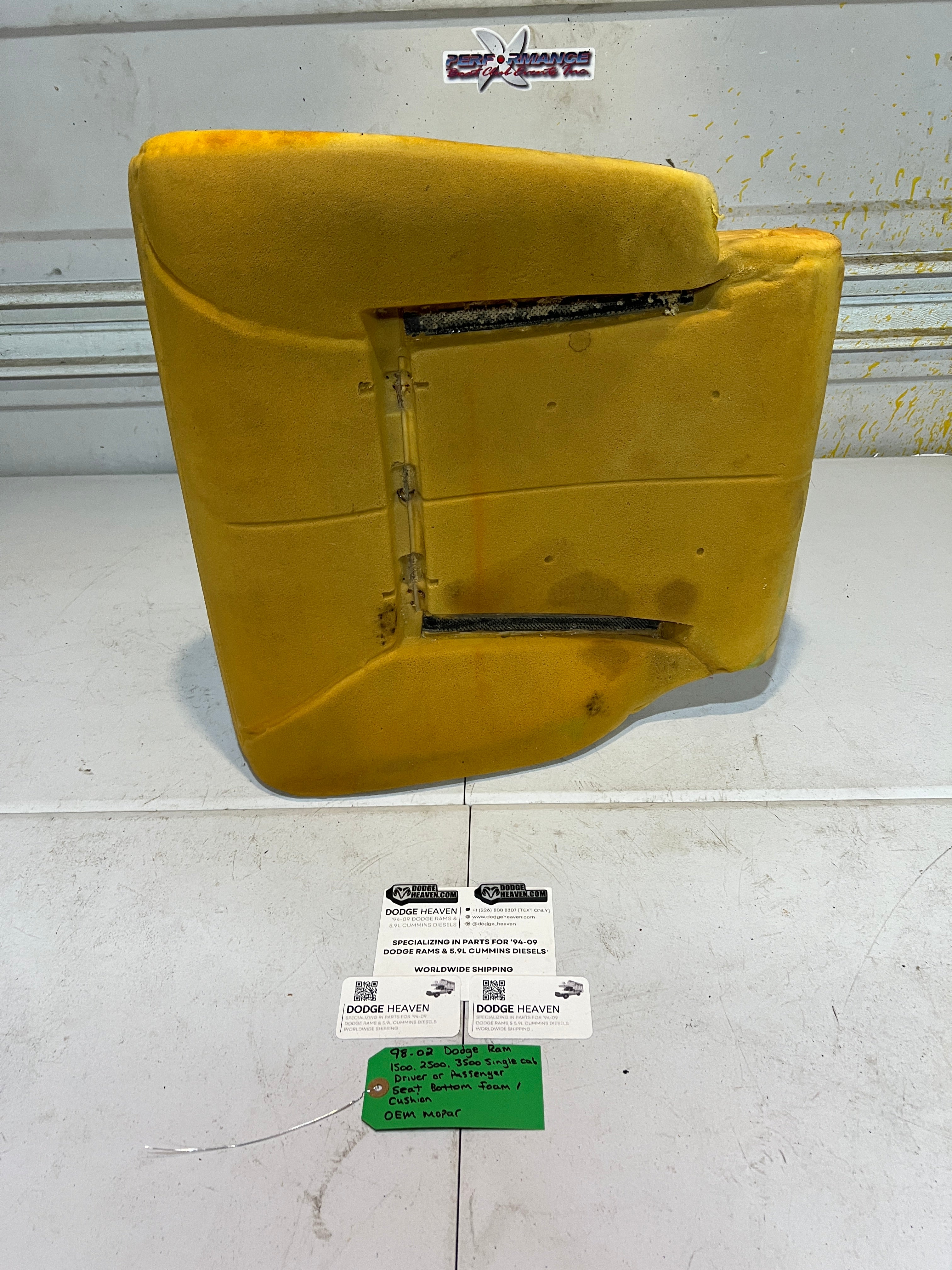 1998-2002 Dodge Ram Single Cab Driver or Passenger Seat Bottom Foam Cushion