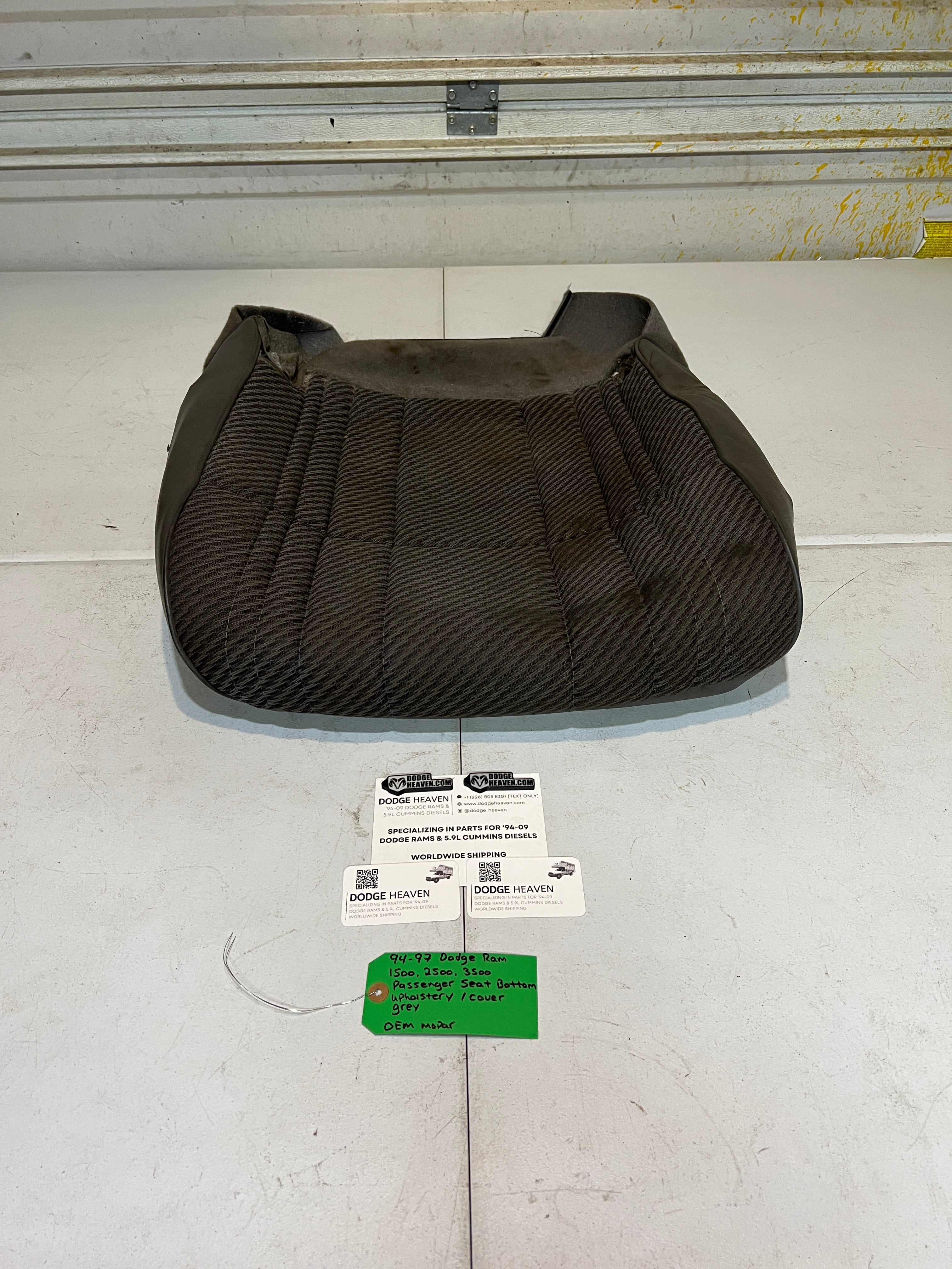 1994-1997 Dodge Ram 1500-3500 Passenger Seat Bottom Upholstery Cover Grey