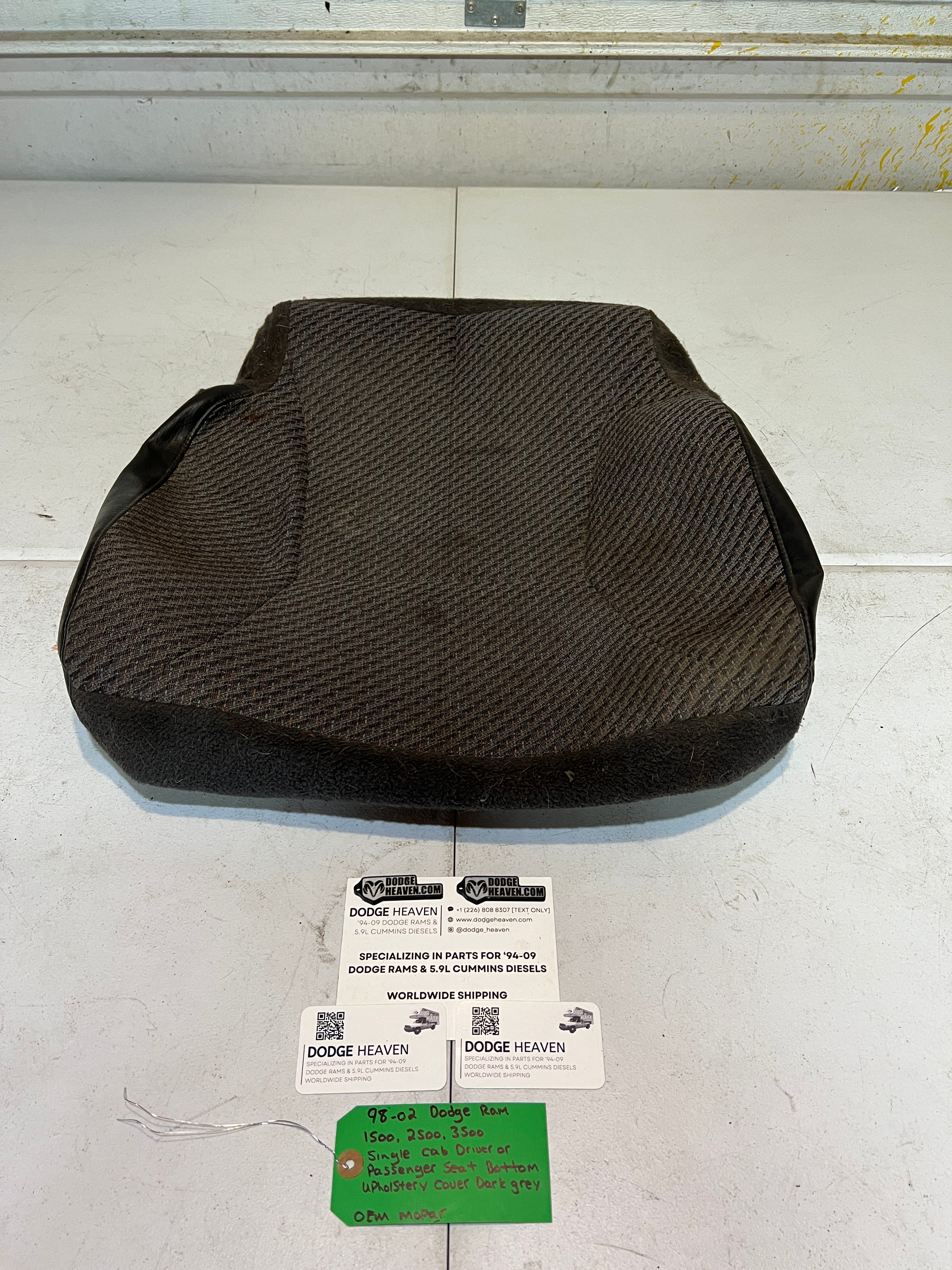 1998-2002 Dodge Ram Reg Cab LH or RH Seat Bottom Upholstery Cover Dark Grey