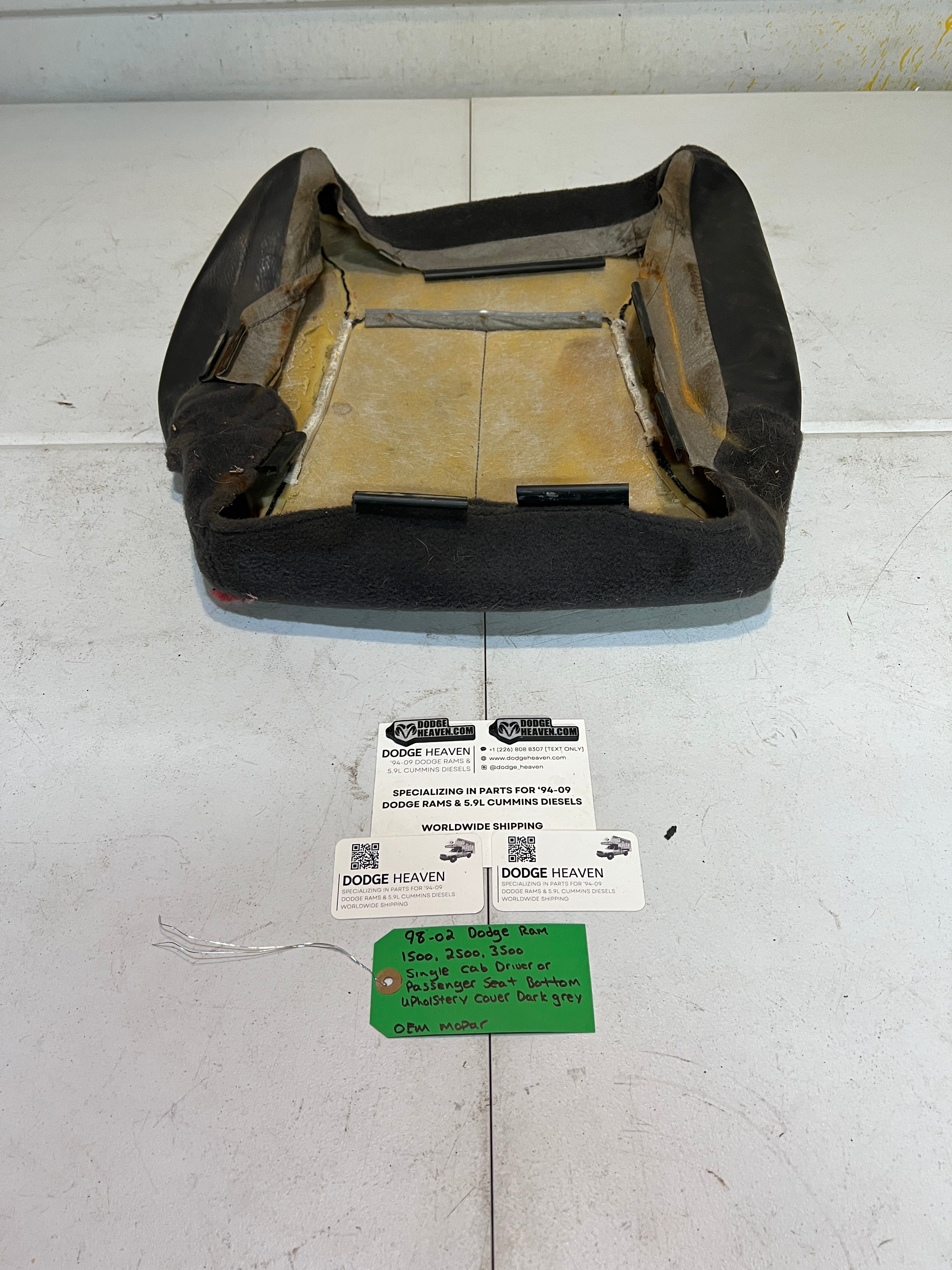 1998-2002 Dodge Ram Reg Cab LH or RH Seat Bottom Upholstery Cover Dark Grey