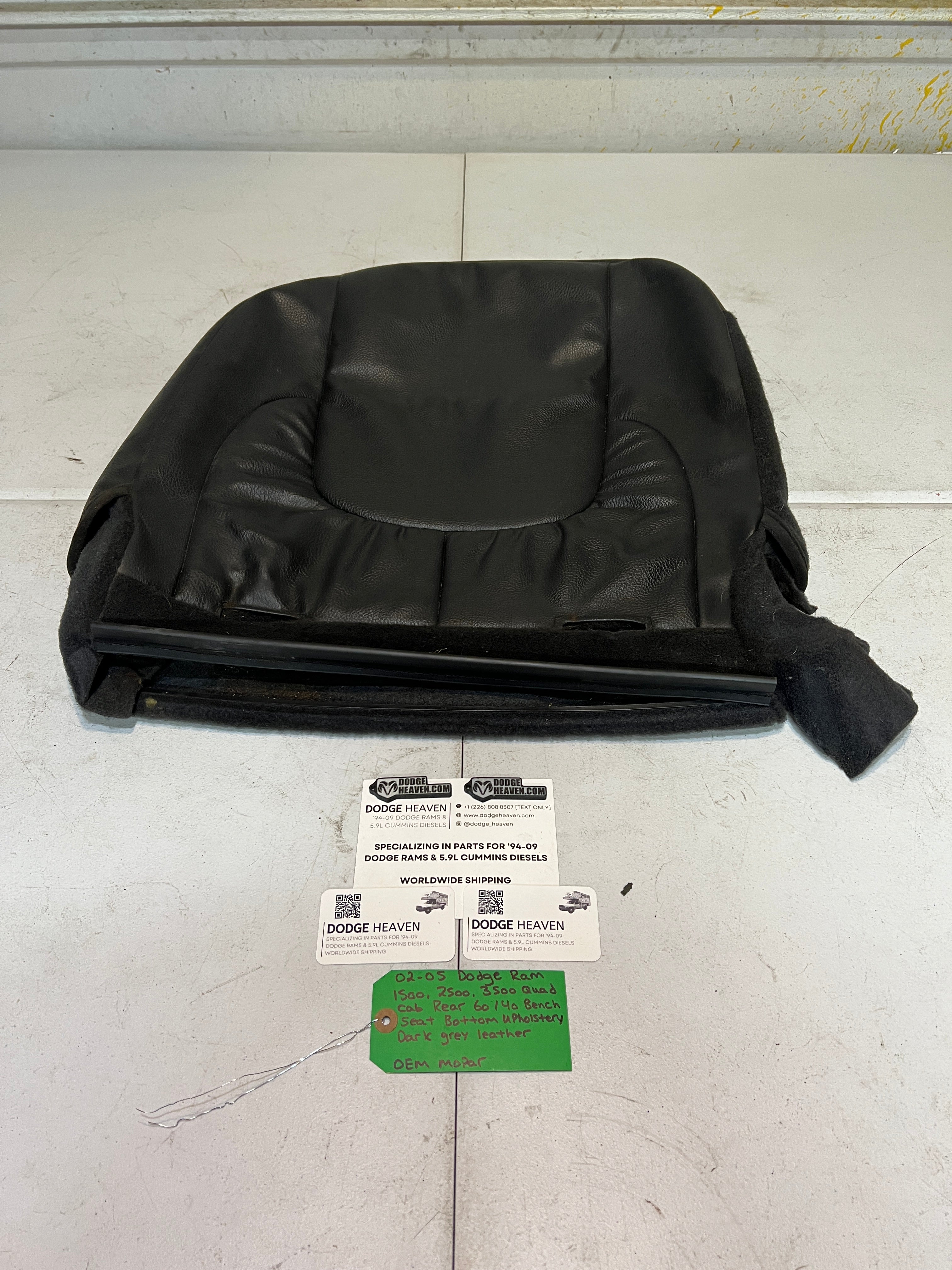 2002-2005 Dodge Ram Rear 60/40 Bench Seat Bottom Dark Grey Leather Upholstery