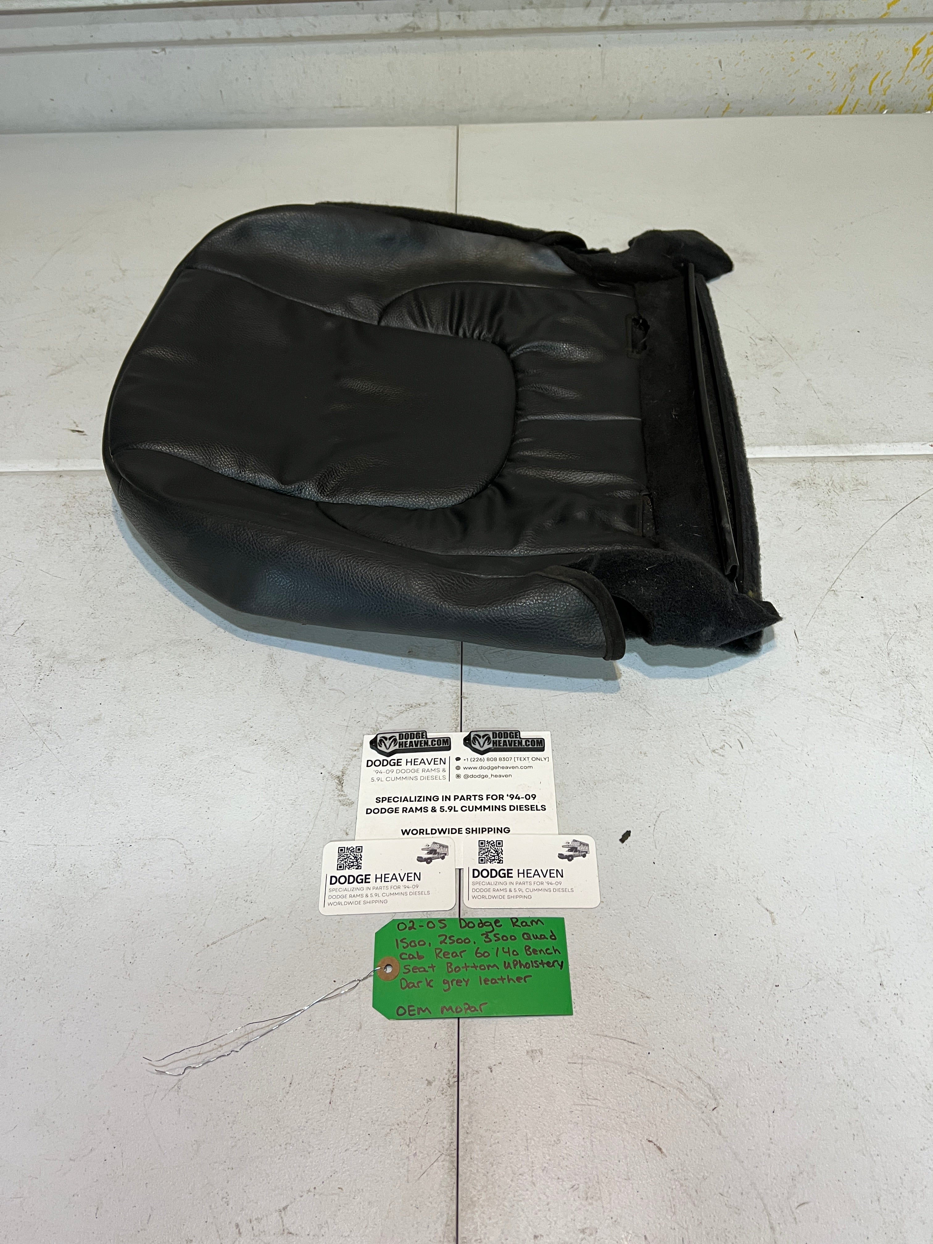 2002-2005 Dodge Ram Rear 60/40 Bench Seat Bottom Dark Grey Leather Upholstery
