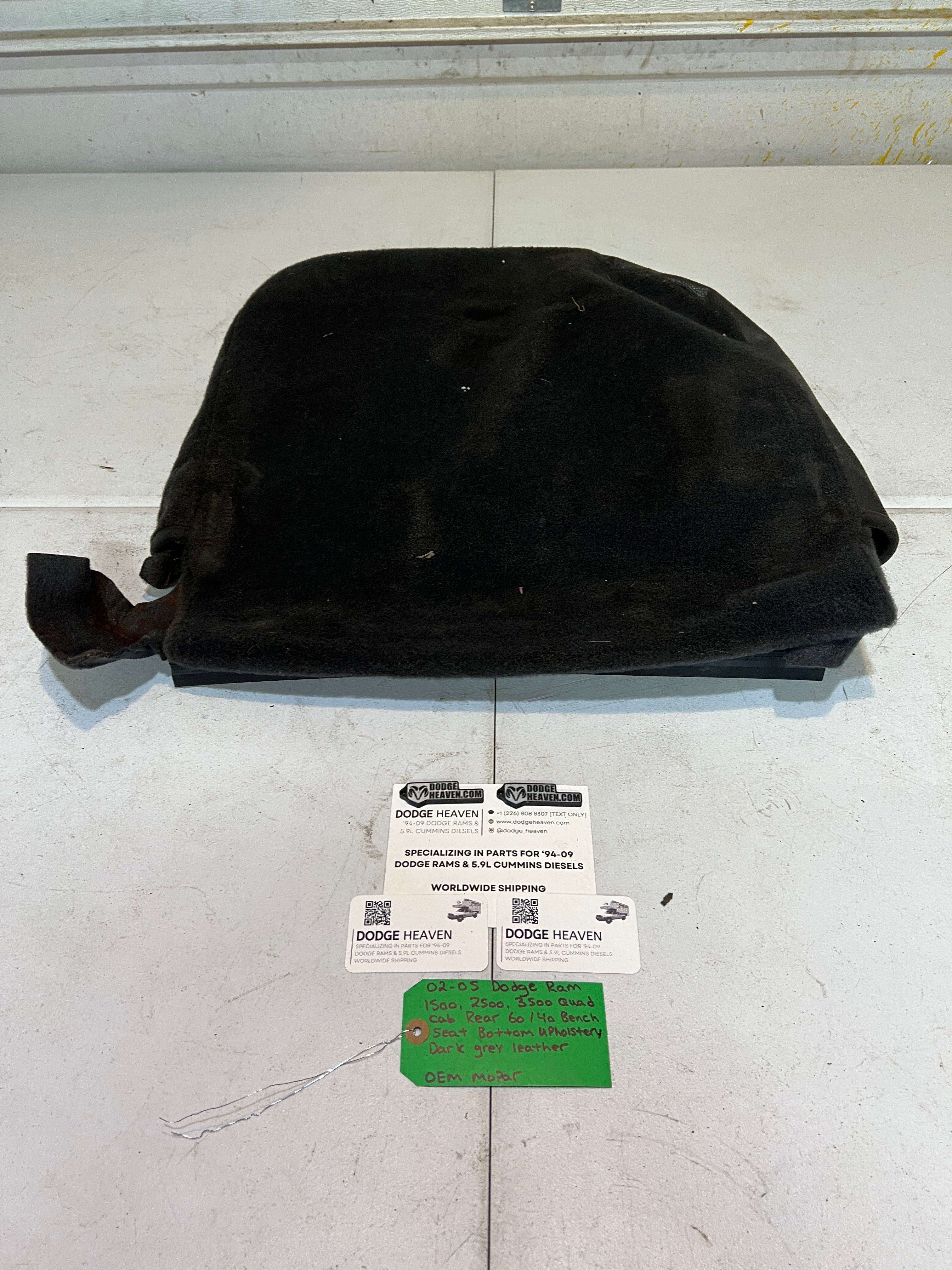 2002-2005 Dodge Ram Rear 60/40 Bench Seat Bottom Dark Grey Leather Upholstery