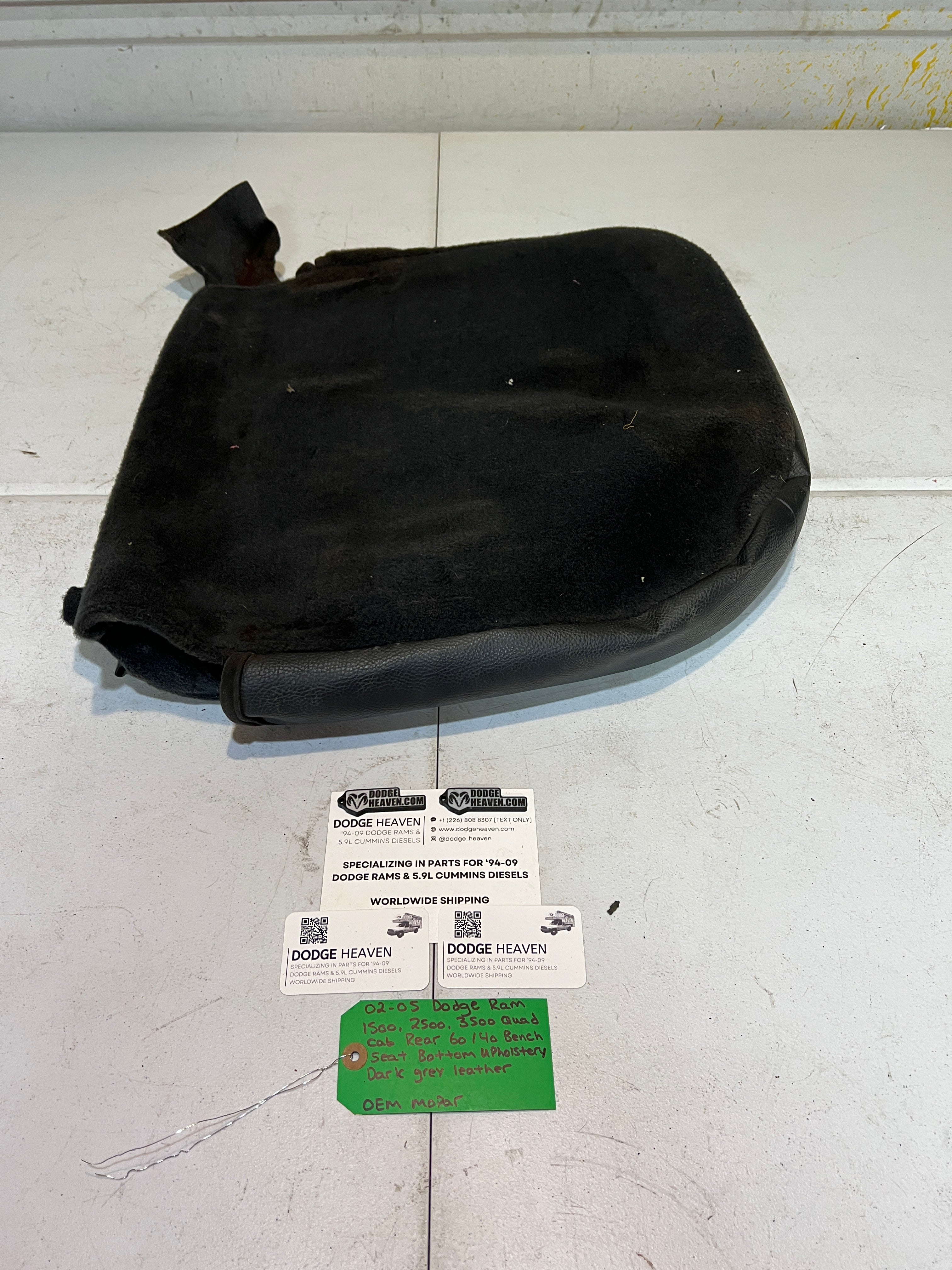 2002-2005 Dodge Ram Rear 60/40 Bench Seat Bottom Dark Grey Leather Upholstery