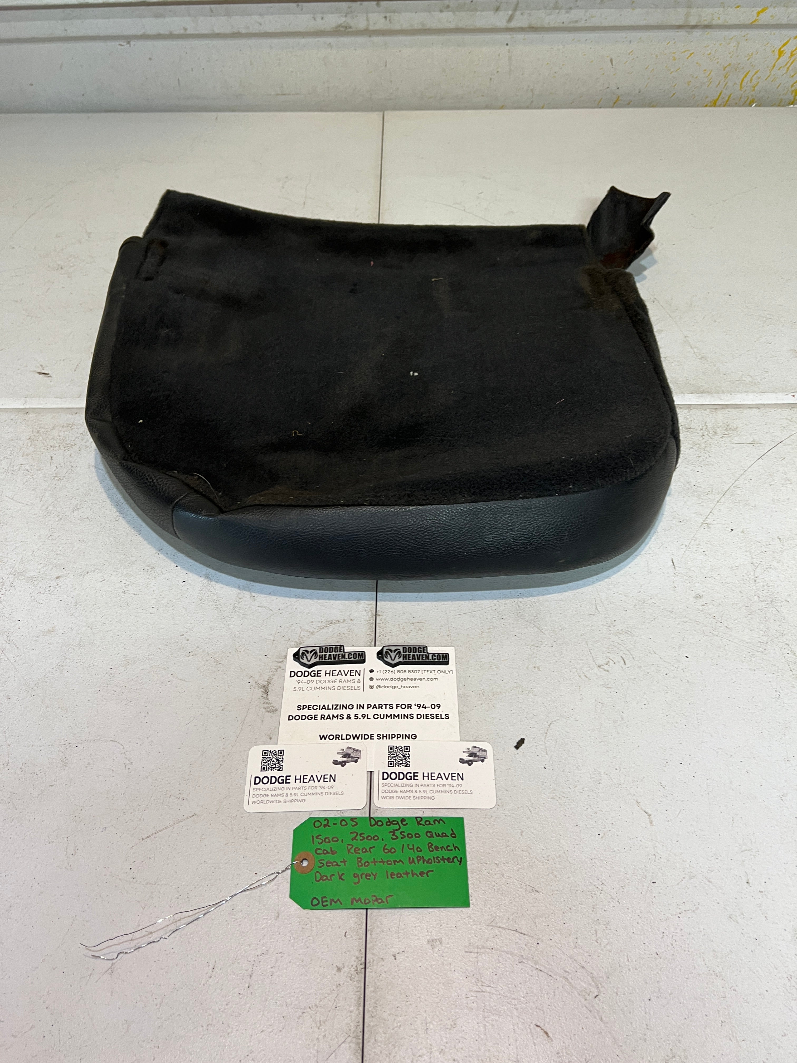 2002-2005 Dodge Ram Rear 60/40 Bench Seat Bottom Dark Grey Leather Upholstery