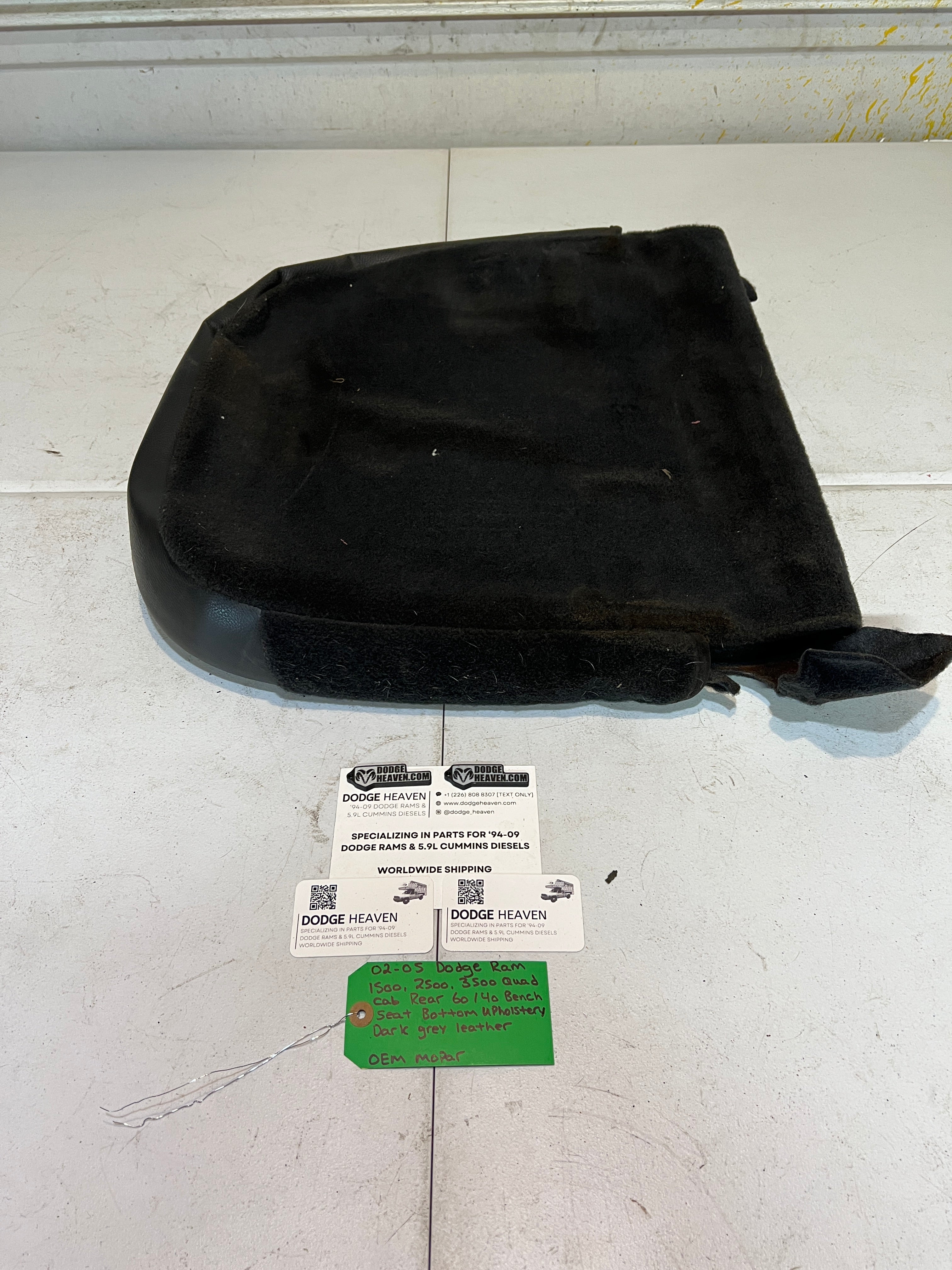 2002-2005 Dodge Ram Rear 60/40 Bench Seat Bottom Dark Grey Leather Upholstery