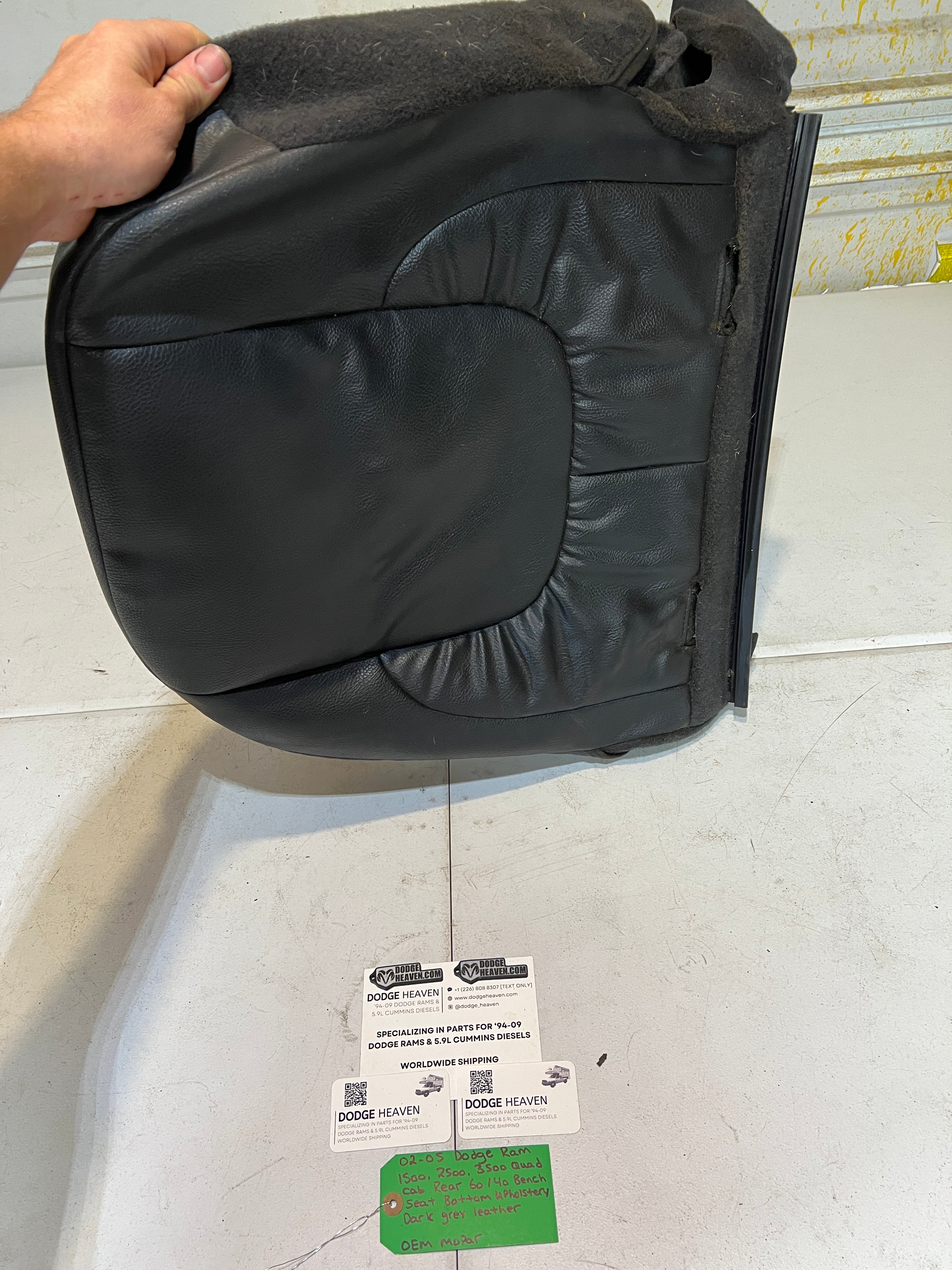 2002-2005 Dodge Ram Rear 60/40 Bench Seat Bottom Dark Grey Leather Upholstery