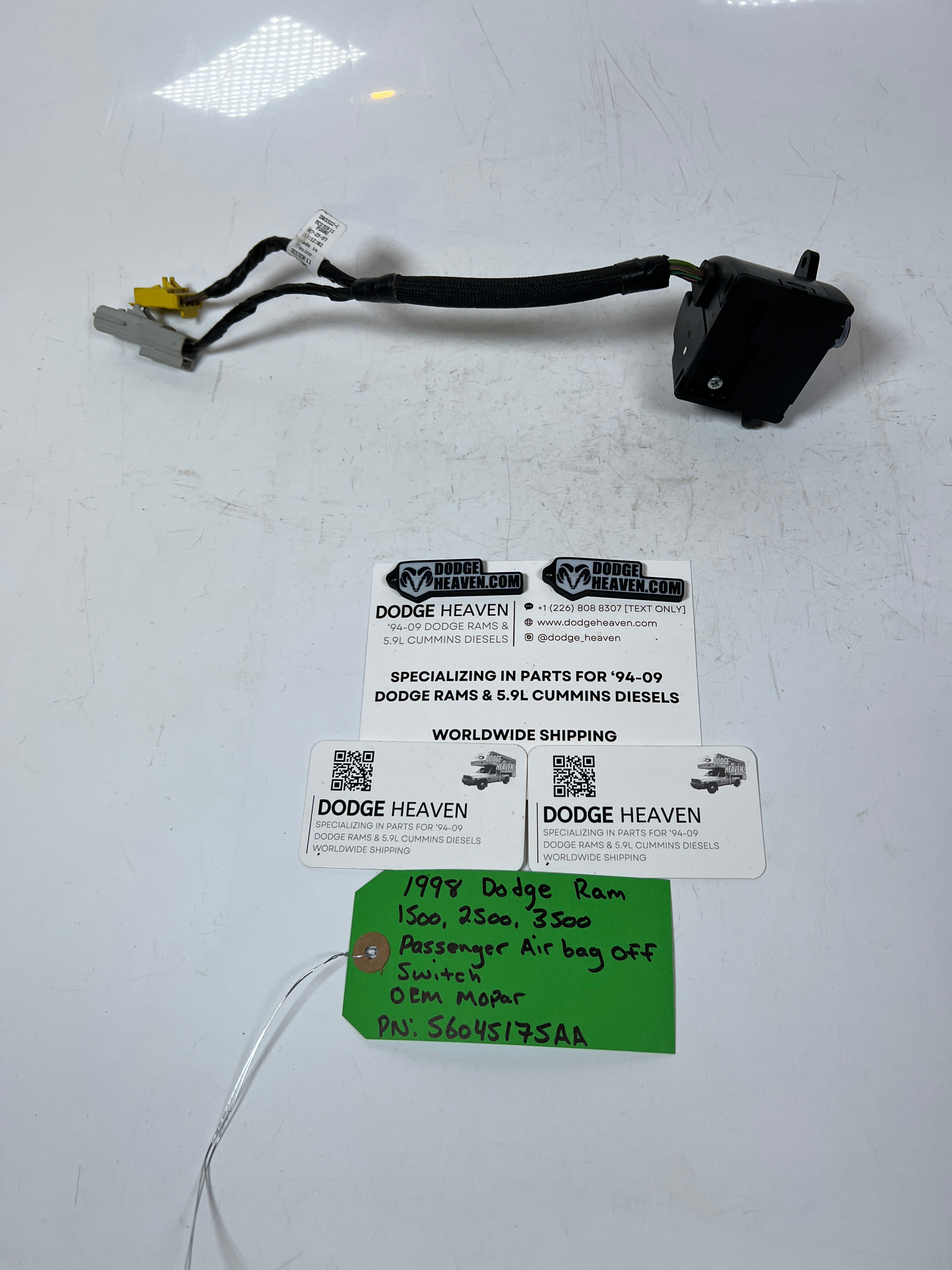 1998-1998 Dodge Ram 1500-3500 Passenger A-Bag On / Off Switch