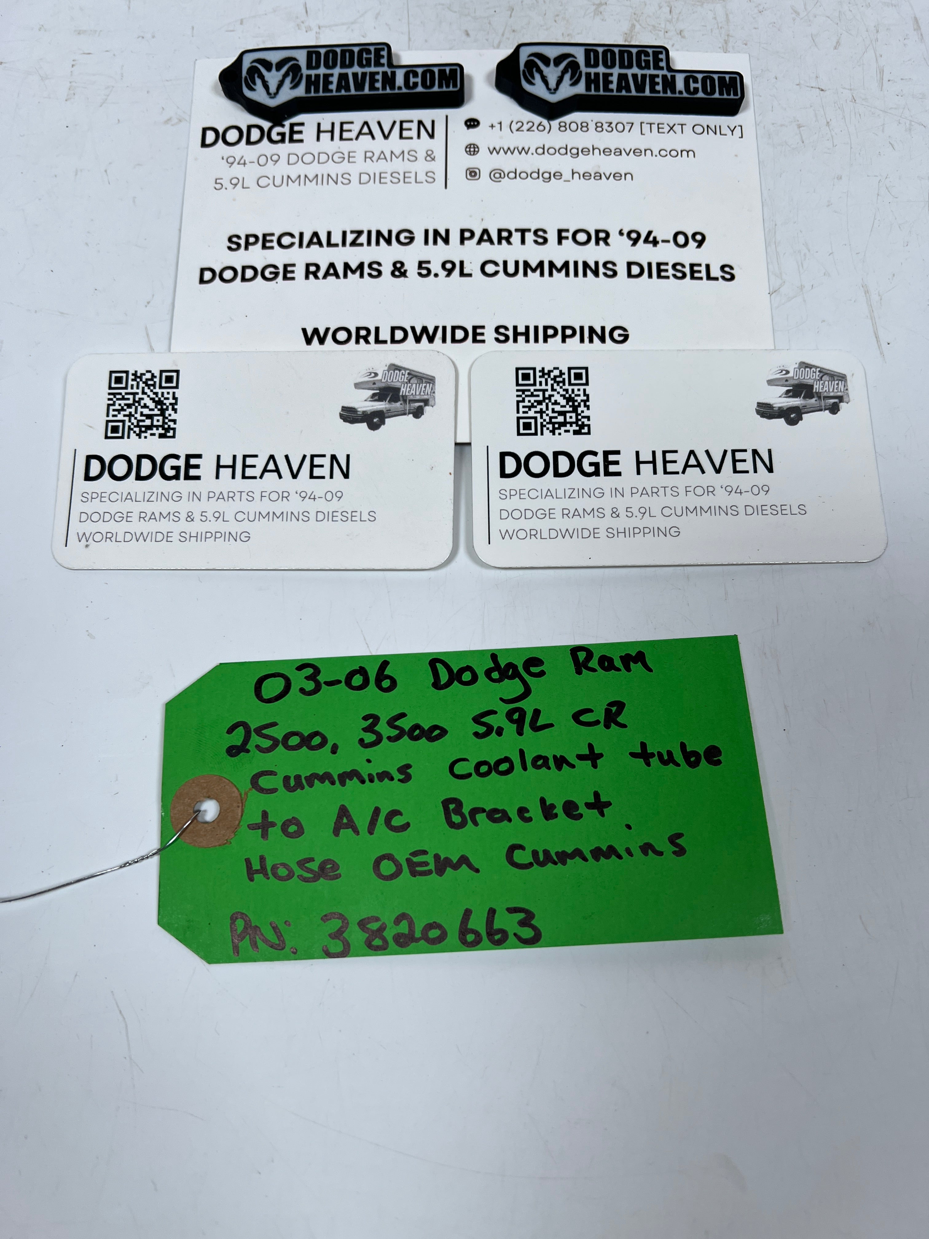 2003-2006 Dodge Ram 5.9L Cummins Coolant Tube to AC Bracket Hose